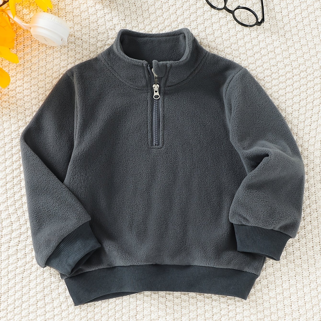 TEMU Pull d'automne-hiver uni, et facile à , col avec demi-zip, chaud, , confortable, en , haut de sport décontracté pour loisirs air, style