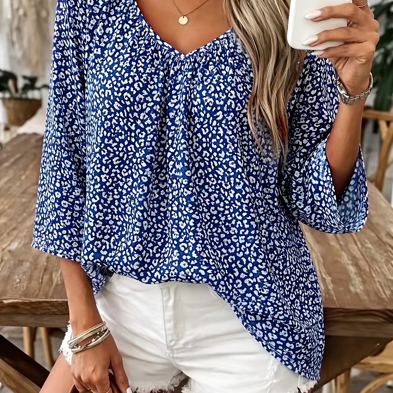 TEMU Plus Size, Plus-size Women's Fashionable Leopard Print Blouse