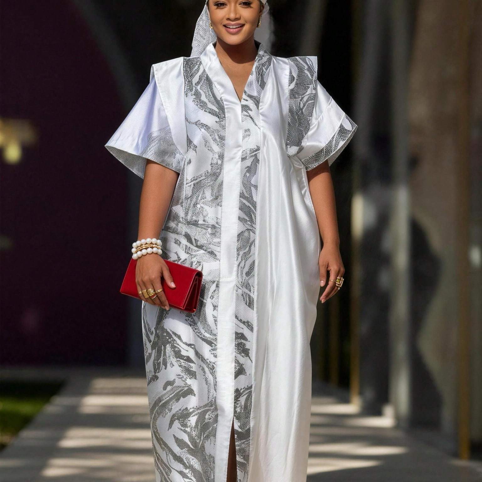 Image of Plus Size - Vacation Formal And Evening Size Satin Abaya Dress Middle Eastern Long Robe Women High Fabric Loose Fit Elegant Design Perfect For