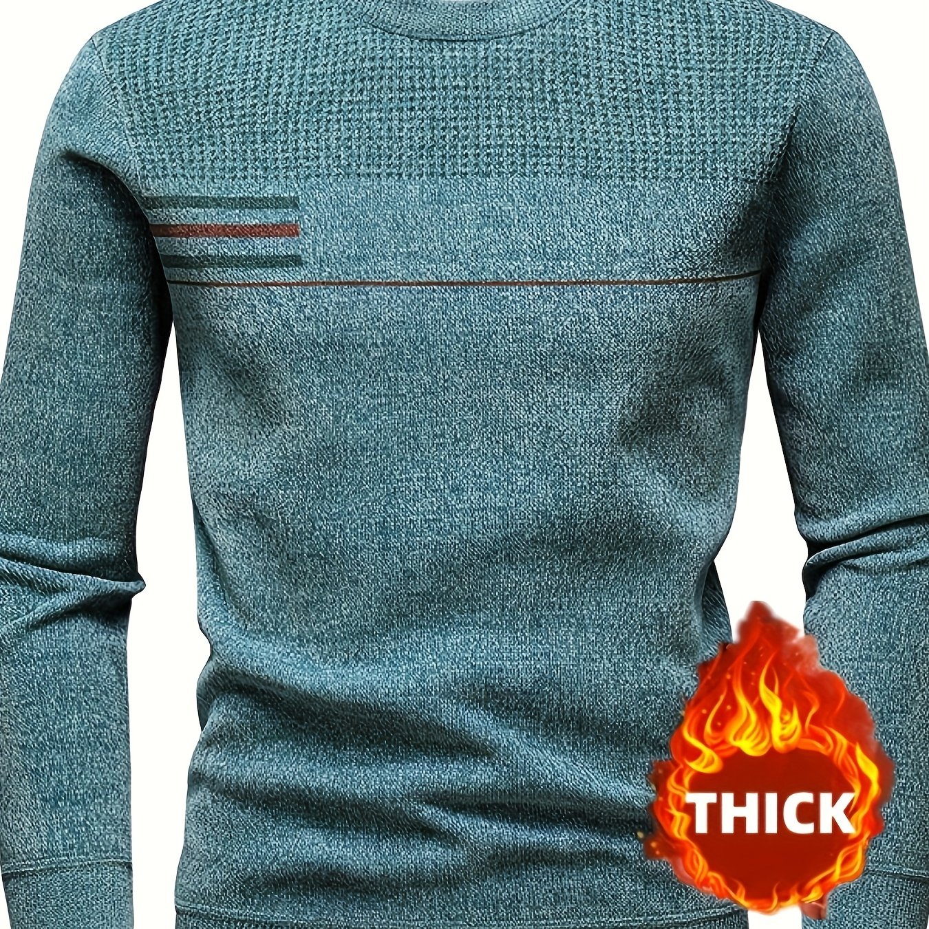 E-shop Neuer Herbst/Winter Herren-Strickpullover, gefüttert verdickt, mit Rundhalsausschnitt langen Ärmeln, lässige stilvolle Strick-Basisschicht mit