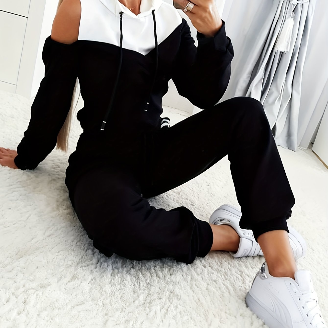 E-shop 2er-Set Herbst Winter Neues Kapuzen-Freizeitoutfit, geeignet für den täglichen Arbeitsweg, bequeme Damenbekleidung GY273