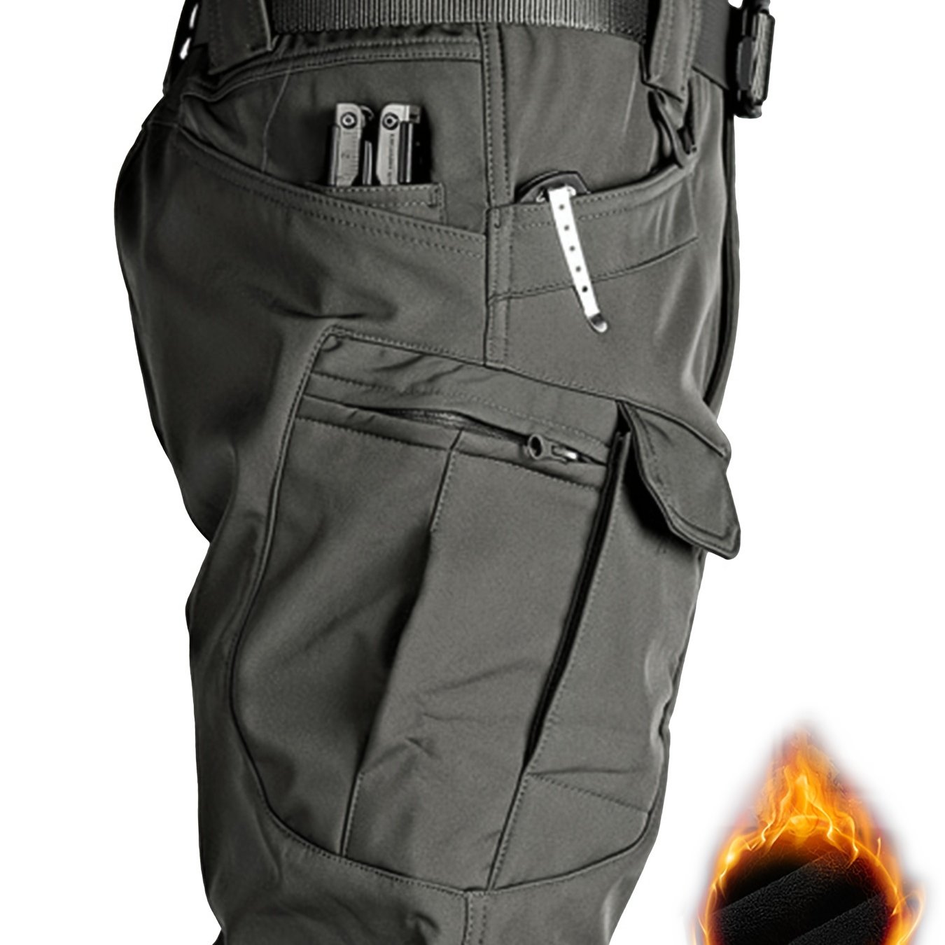 TEMU Fleece-lined Waterproof Tactical Pants For Outdoor