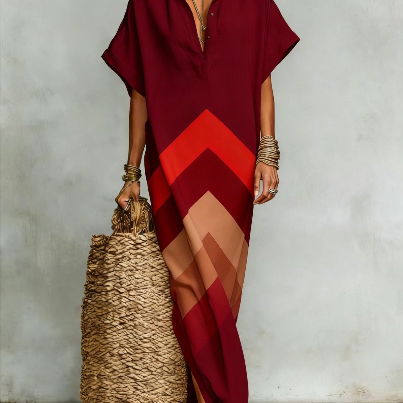 Image of New Women's Casual Short-sleeve Shirt Dress, Loose-fitting, Perfect For Bohemian-style Parties And Vacations S-2xl