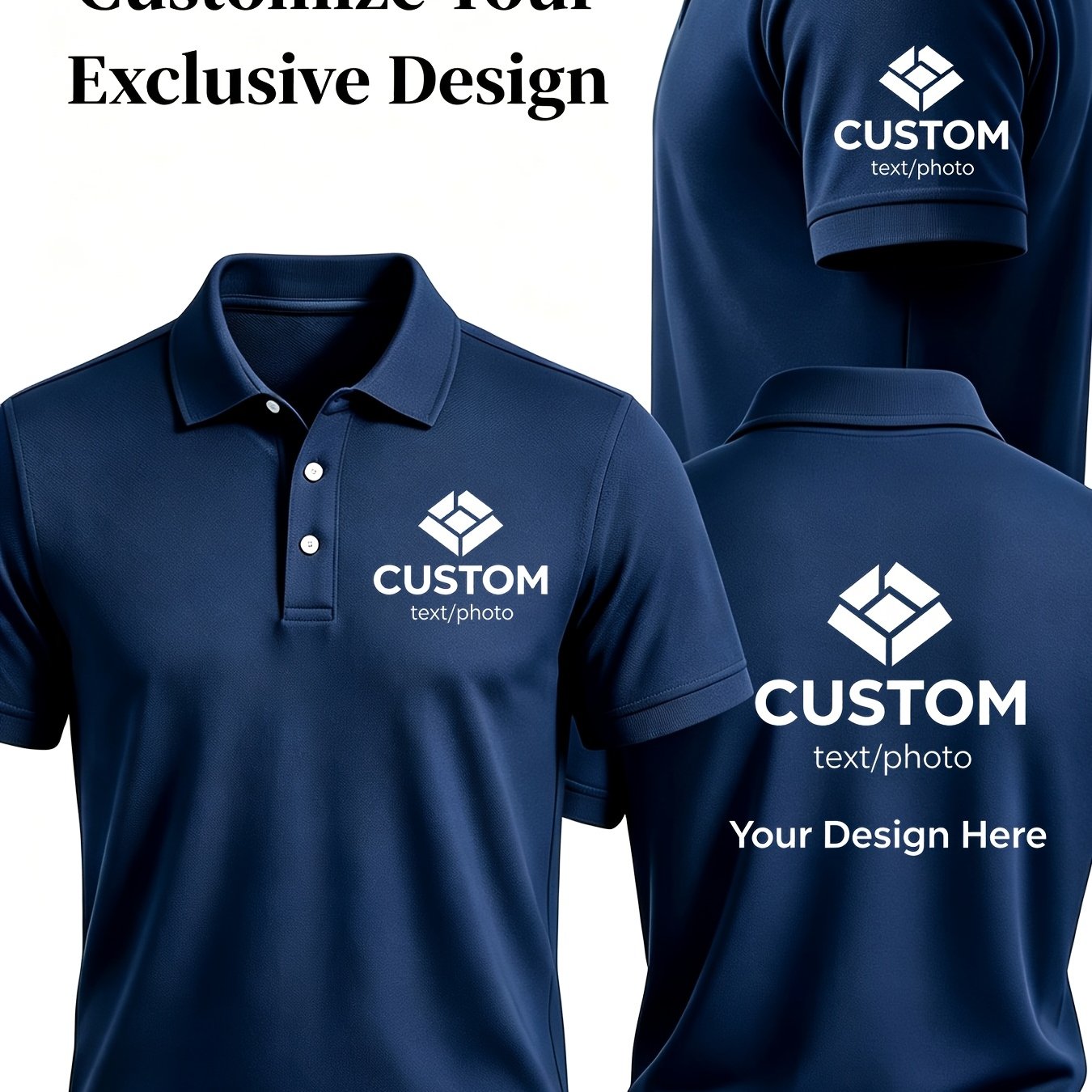 TEMU Custom Men's Shirts - Customizable Men's Shirts With Front Chest, Left Arm, And Back Customization - Corporate Uniforms - - Suitable For