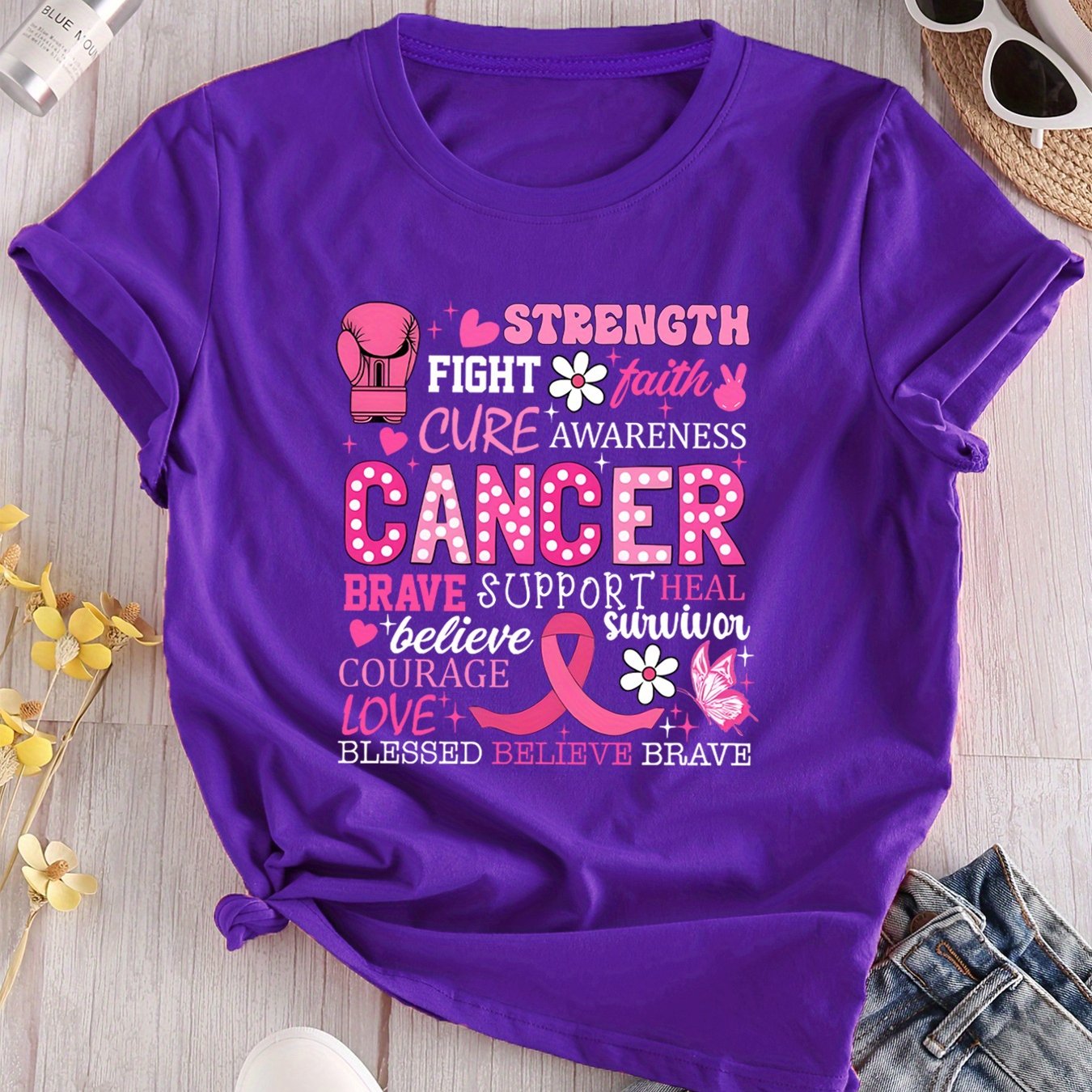 TEMU Breast In October, We Wear Pink Breast Logo T-shirts To And . Suitable For Charity Team Large-scale Events