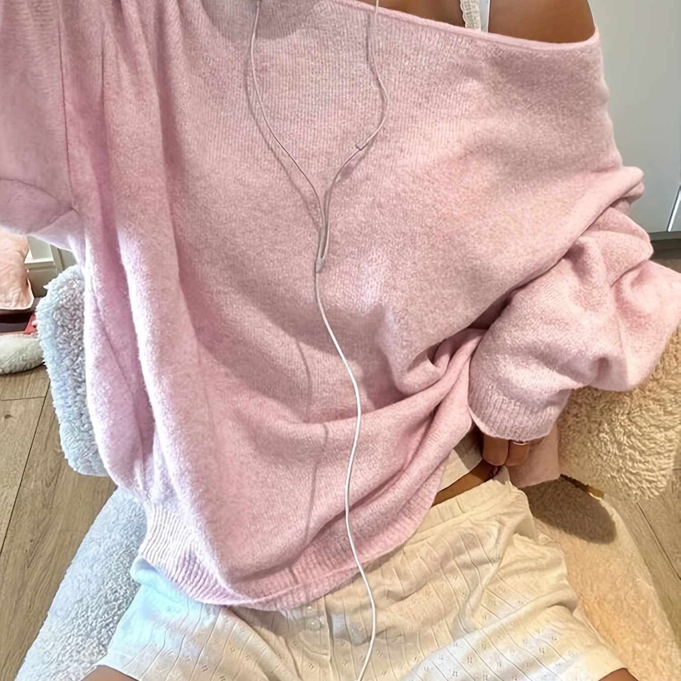 TEMU Completo Primaverile Rosa per , Festiva, Spalle Scoperte, , , Casual, Lunga, Pullover da Donna, , Interno, Base, , Facile