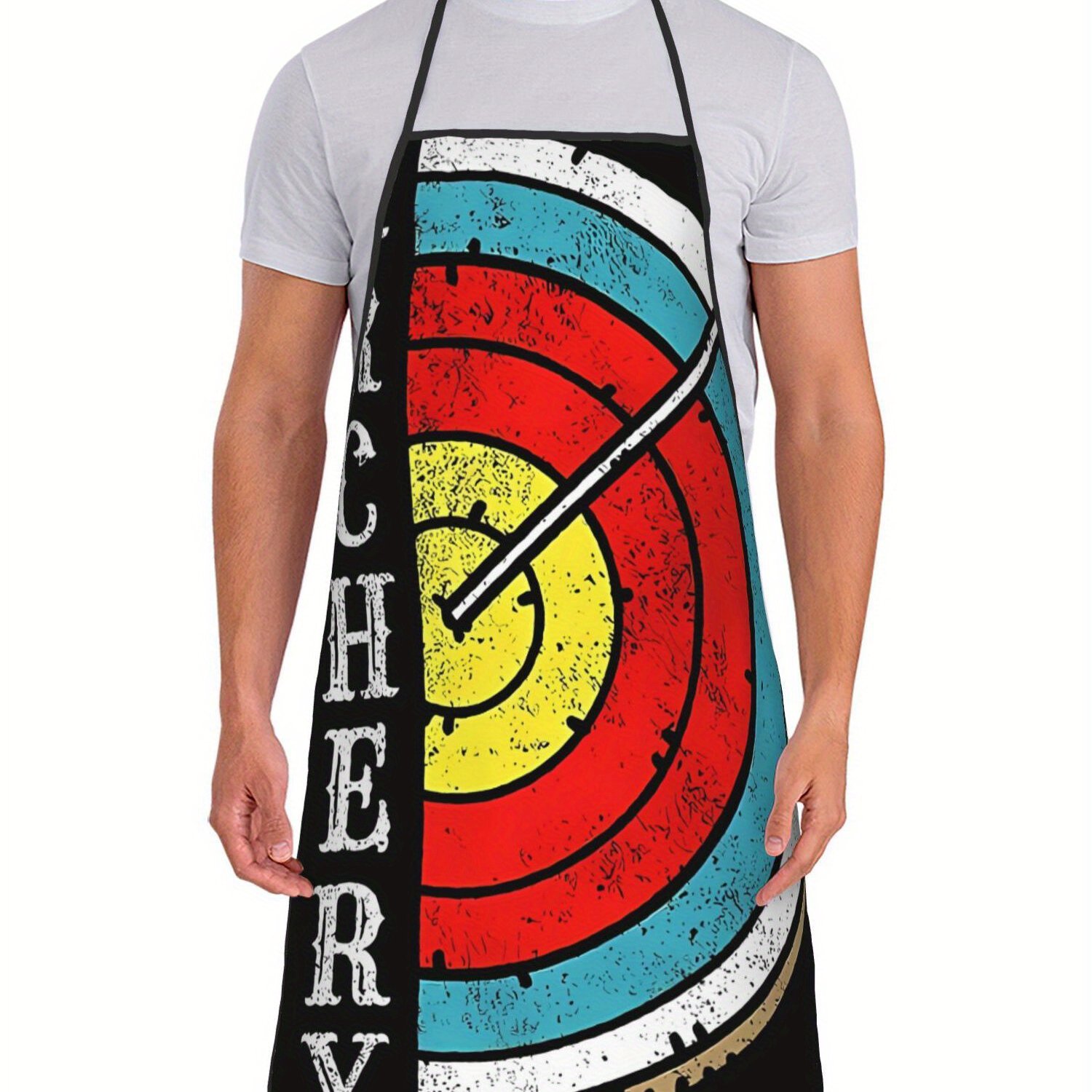 TEMU Zlienszus Women's Archery-themed Apron - Retro Bow & Arrow Print With Archer Design, Composite Fabric (100%) For Archery Practice, Archery