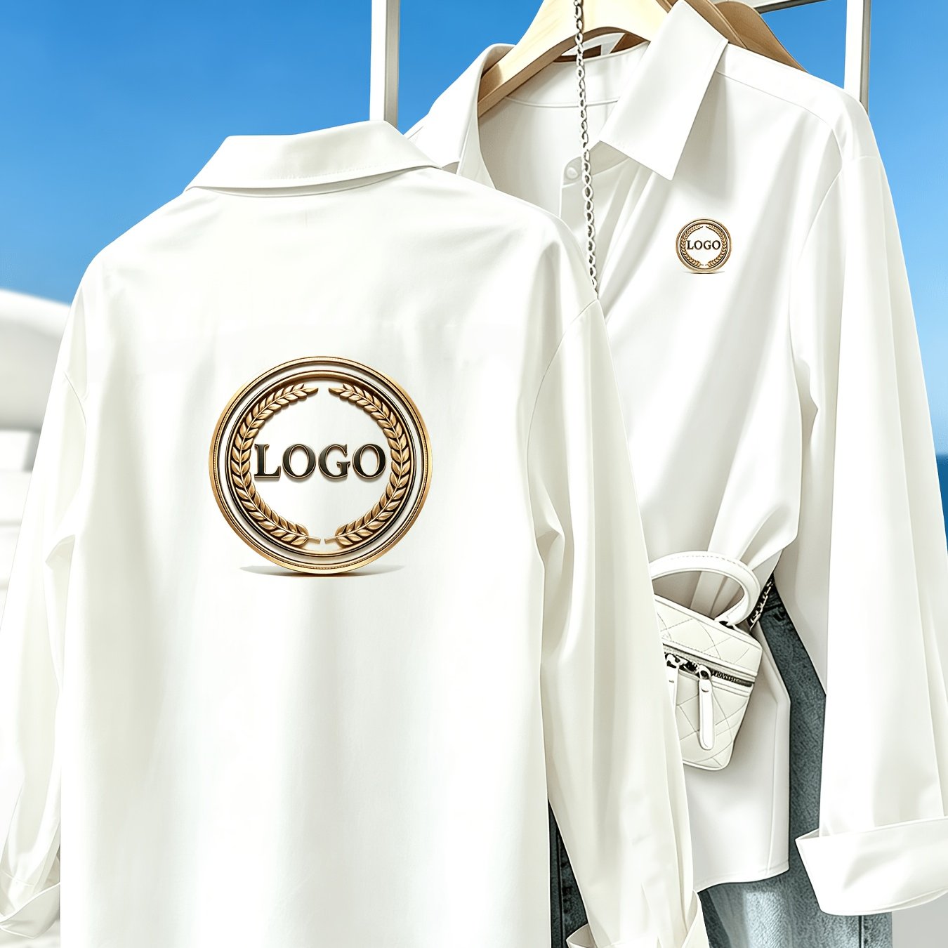 TEMU Custom Logo Commuter Women's Shirt With Chest And Back Print, From Your Image