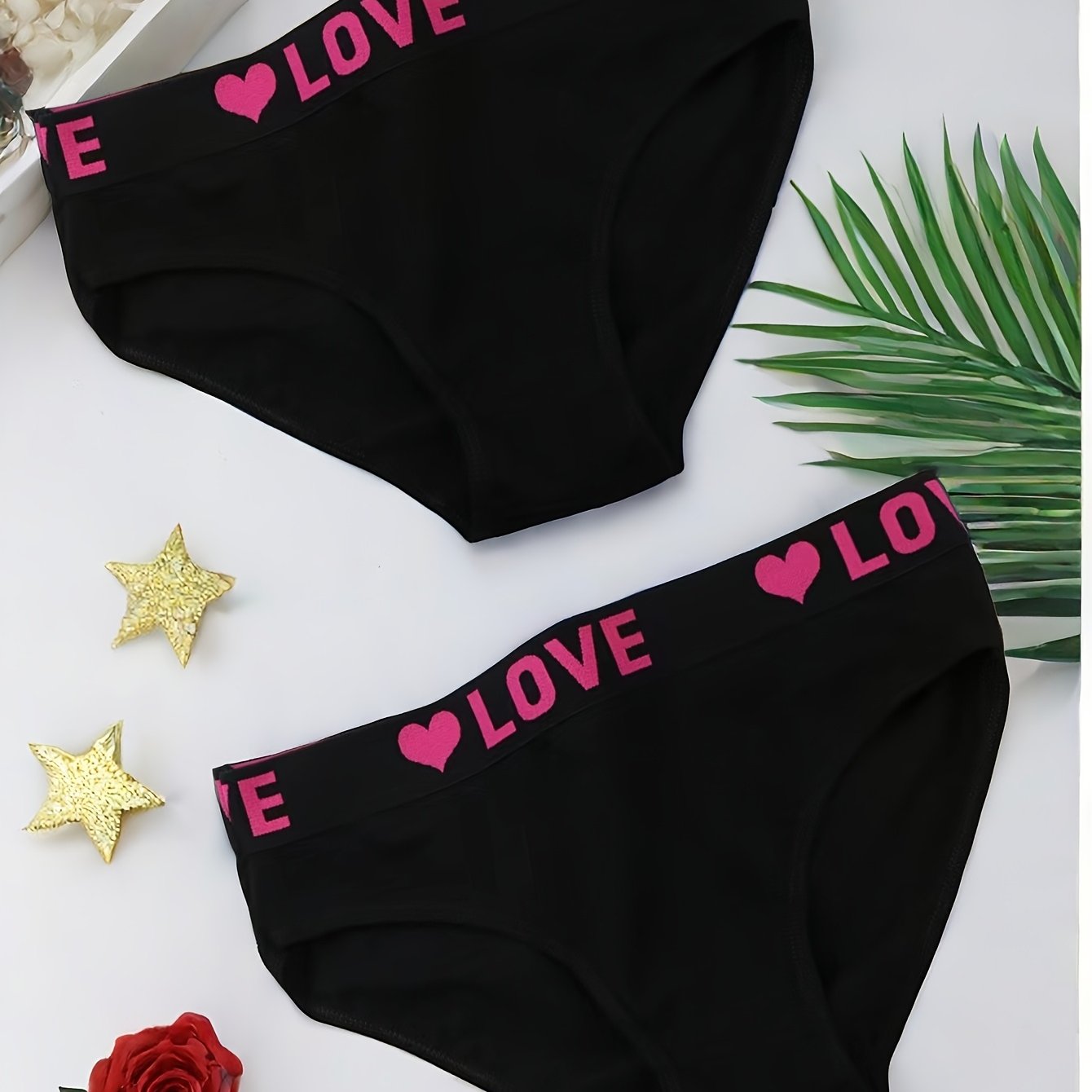 Image of Set Of 2 Trendy And Stylish Lettered Sports Briefs For Women, Soft And Comfortable, Plus Size