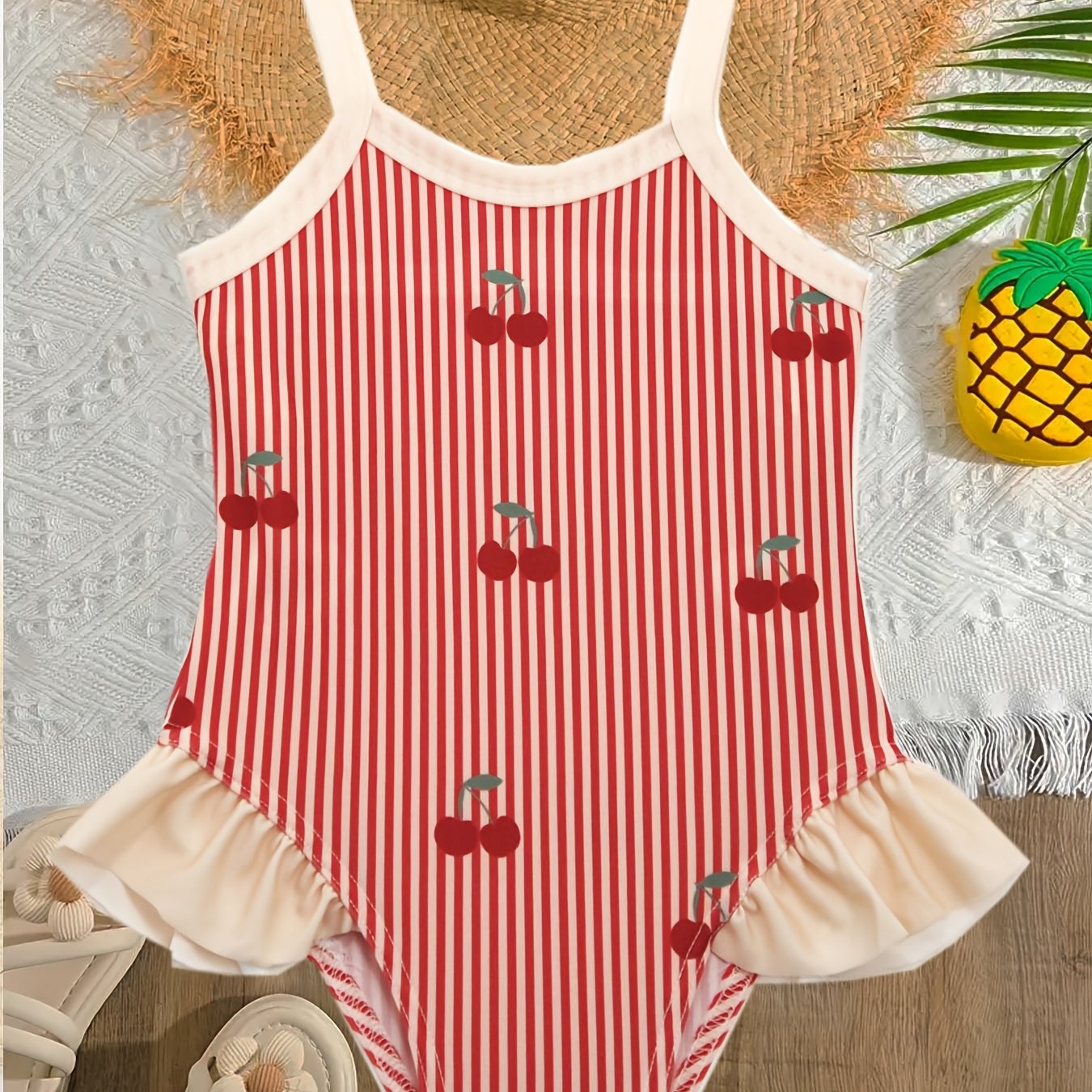 Image of Girl's Cherry 1pc Swimsuit, Plum , ' , Unicorn Swimsuit, Bear Crotchless Fabric Swimming Pool