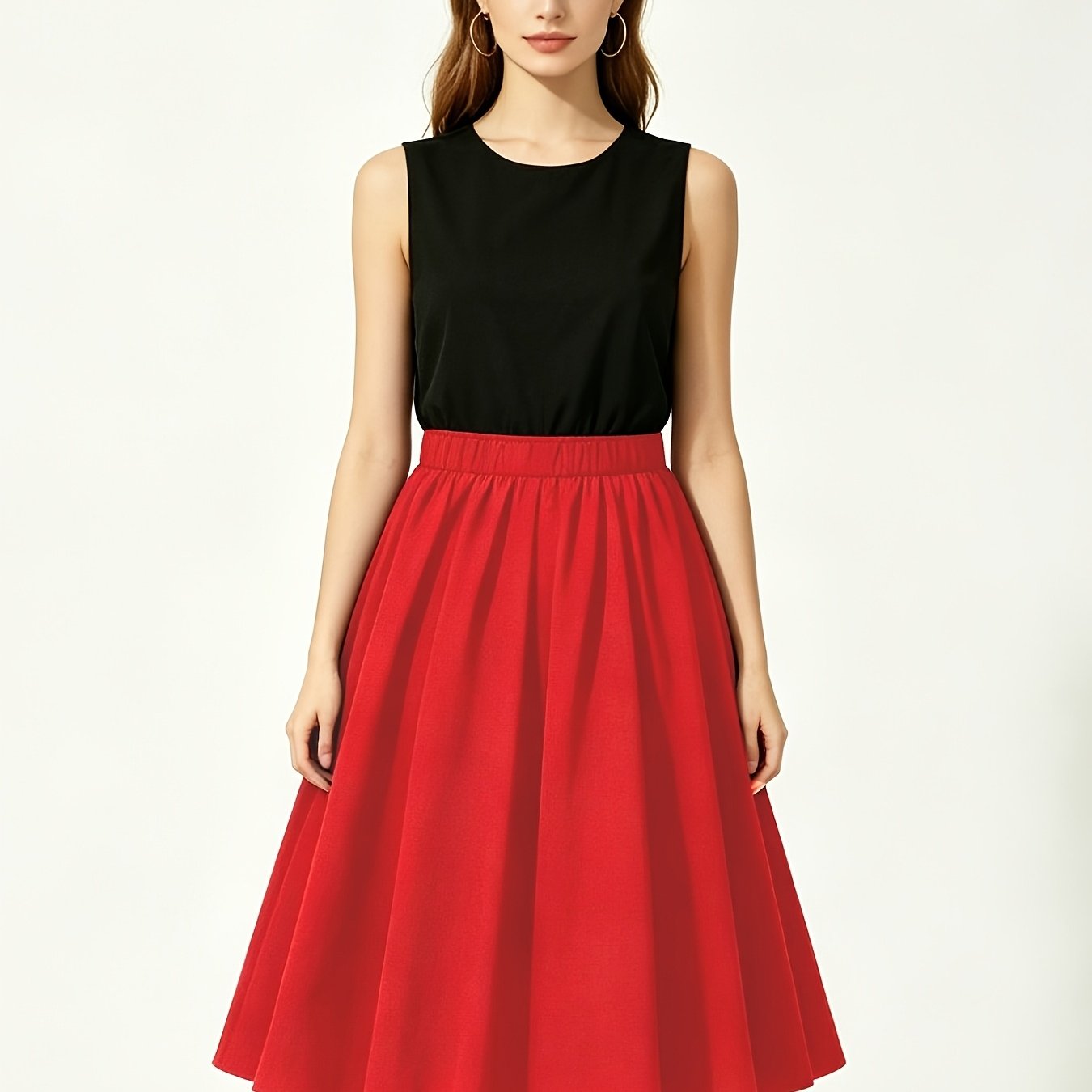 TEMU Athletic Style Mid-length Skirt, High-waist Loose Quick-dry Breathable Outdoor Running Casual Umbrella Skirt