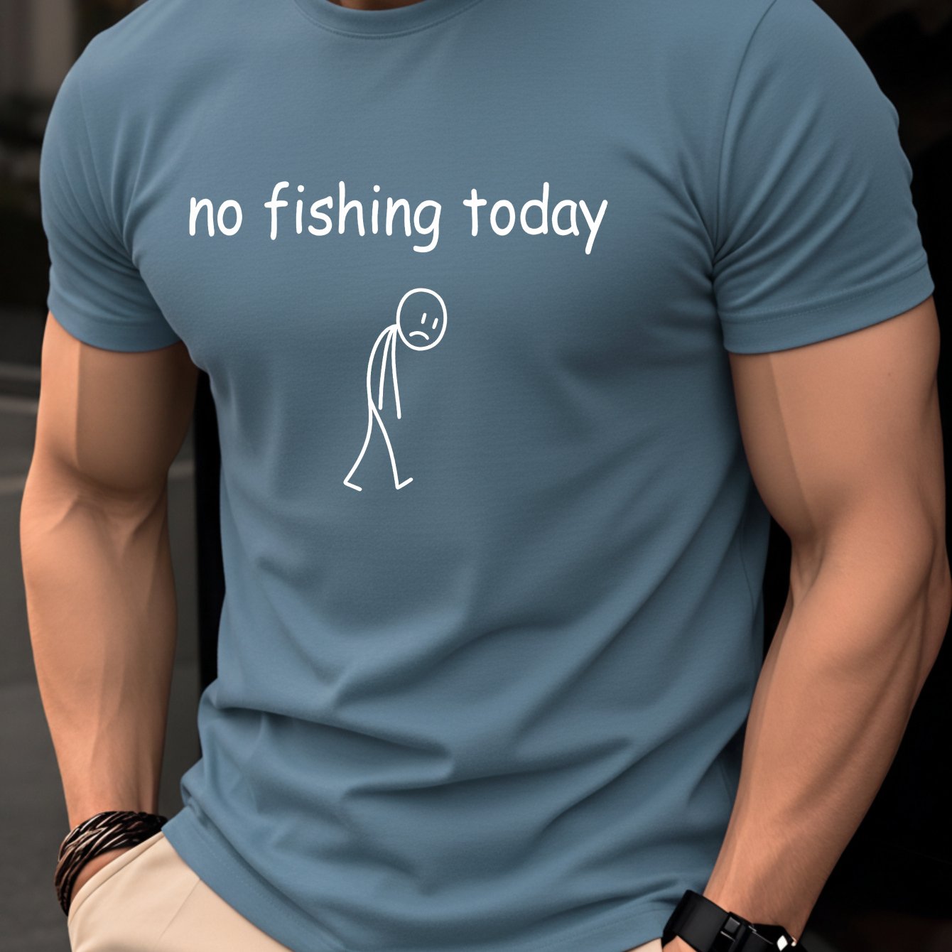 TEMU [printed Design - Not Textured] Men's T-shirt, Summer Short-sleeve , Trendy And Fashionable Slim- Neck, Daily Casual Versatile Base Layer, "