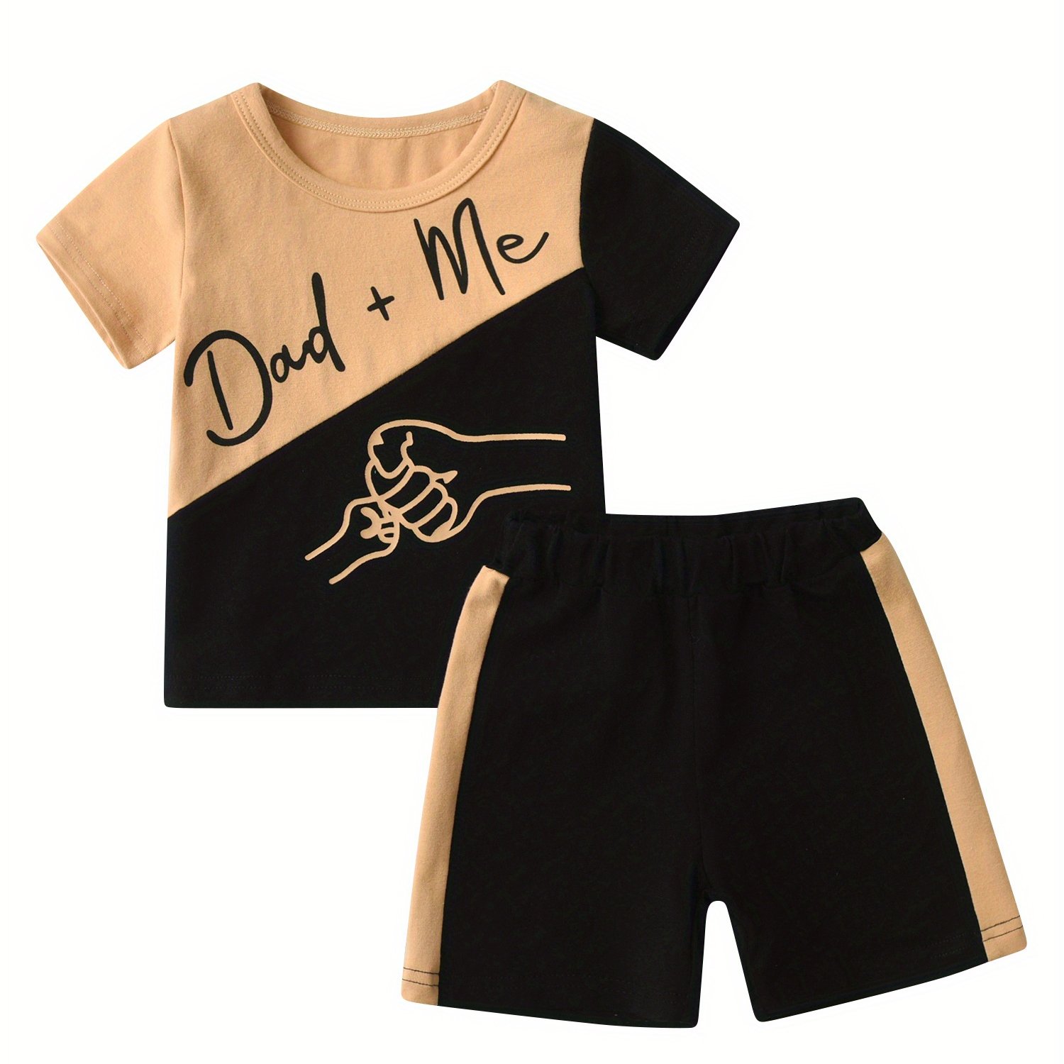 TEMU Summer Toddler Baby Boy Clothes Set Letter Dad+me Short Sleeve T-shirt Tops And Short Kids , Outdoor