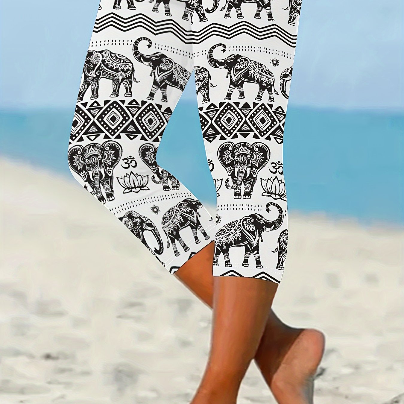 Women's Capri Leggings, Printed Base Layer