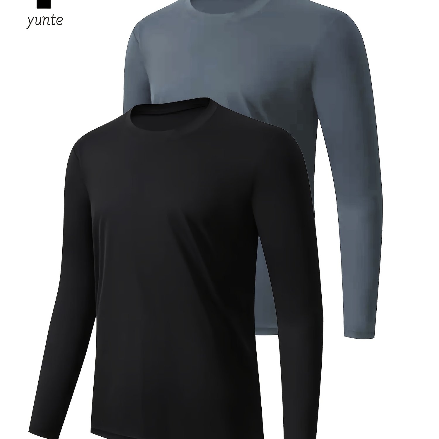TEMU 2-color 2pcs Men's Athletic Long Sleeve Round Neck Shirts, Quick-dry Tops, Fitness Athletic Wear, Casual Outdoor Sports Wear, Body Shaping