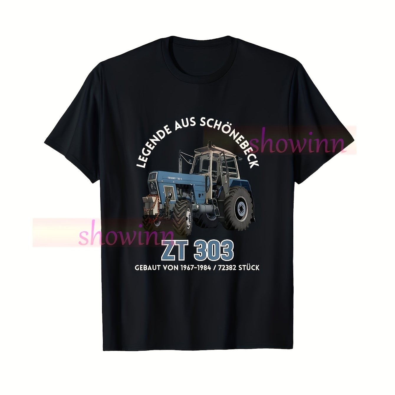 Image of Men's Retro 1980s Schonebeck Tractor T-shirt - Progress Zt 303 Classic Farming Tee, Design Short Sleeve Casual For Tractor Lovers, Outdoor Leisure