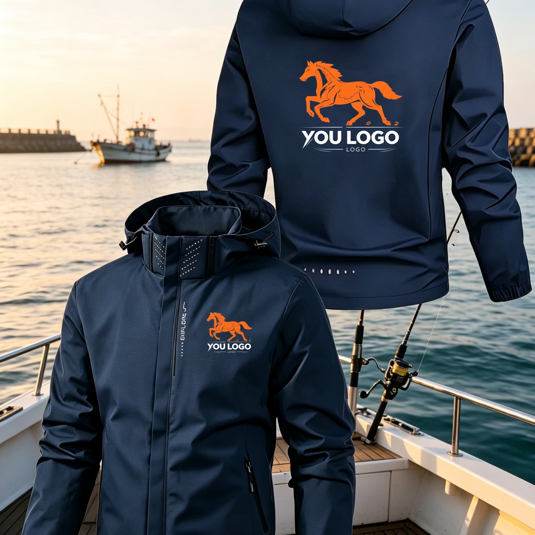 TEMU Premium Custom Professional Men's Hooded Jacket With Detachable Hood, Personalized Logo Customization/non-stretch Fabric, Suitable For Work,