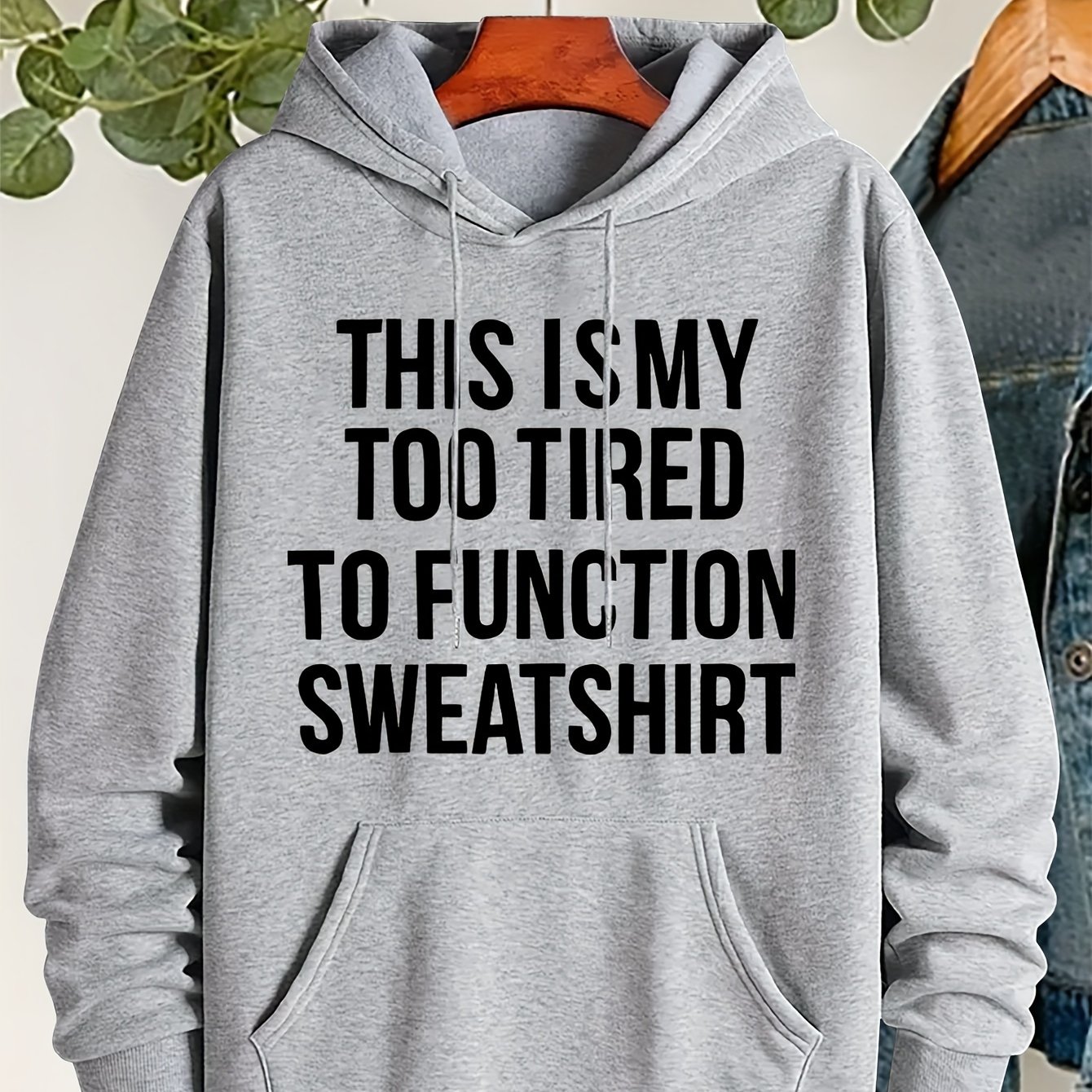 TEMU Sweat à capuche imprimé lettres grande taille, sweat-shirt décontracté à manches longues à capuche avec cordon de serrage et pour et l'hiver,