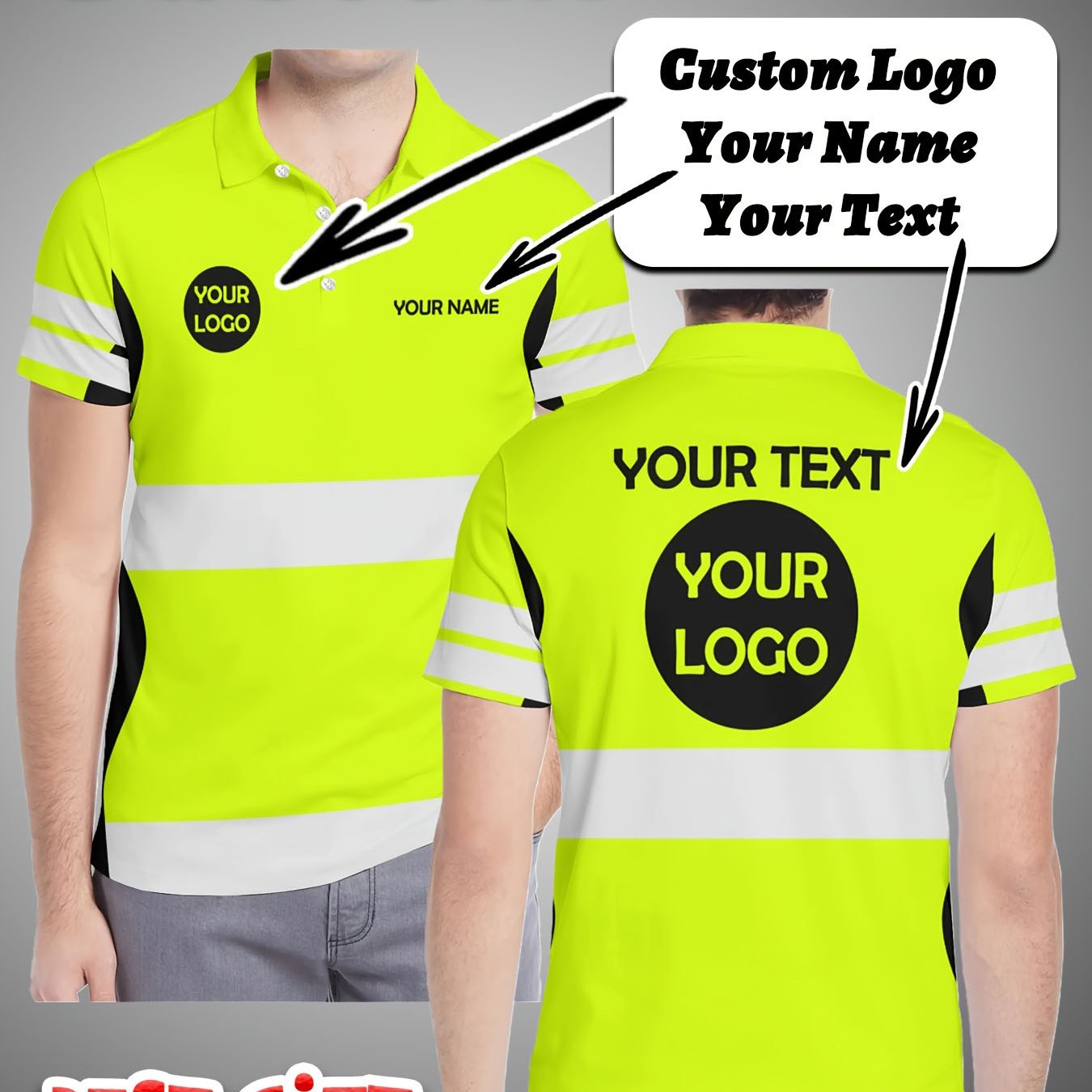 TEMU Custom Men's Fashion Shirt, Personalized Logo On Chest, For Golf, Business Casual, Summer Workwear, Classic Collar Design, Ideal For Corporate