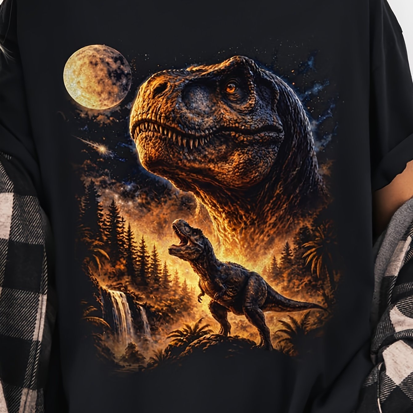 Retro Dinosaur Paleontology Prehistoric Animal Science Lover Tee Men's Black Round Neck S-3xl 180g T-shirt