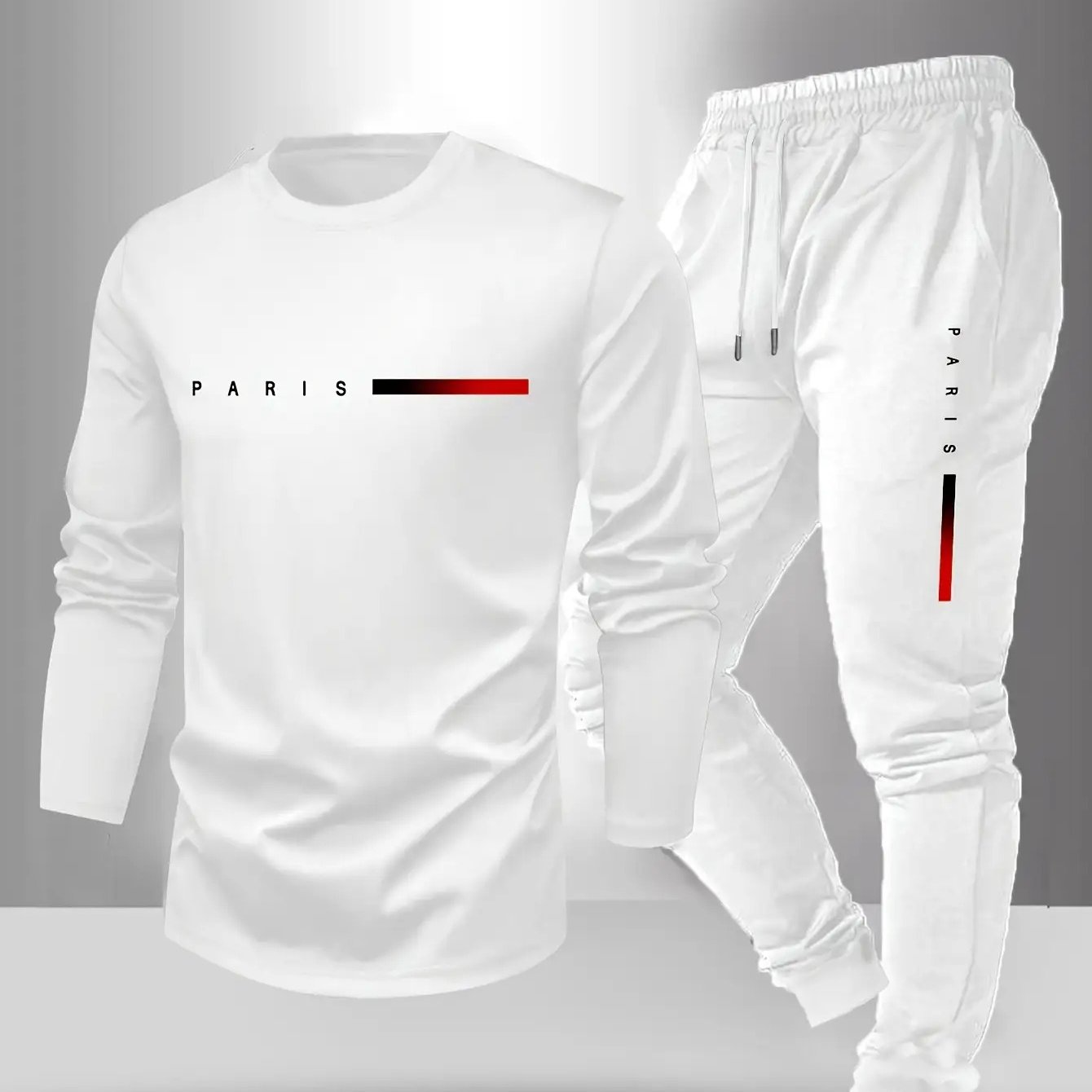 TEMU Men's Home Casual Wear, Plus Size Loose , 2pcs Long Sleeve Top And Pants, 100% Polyester, Comfortable And Breathable, Plus Size