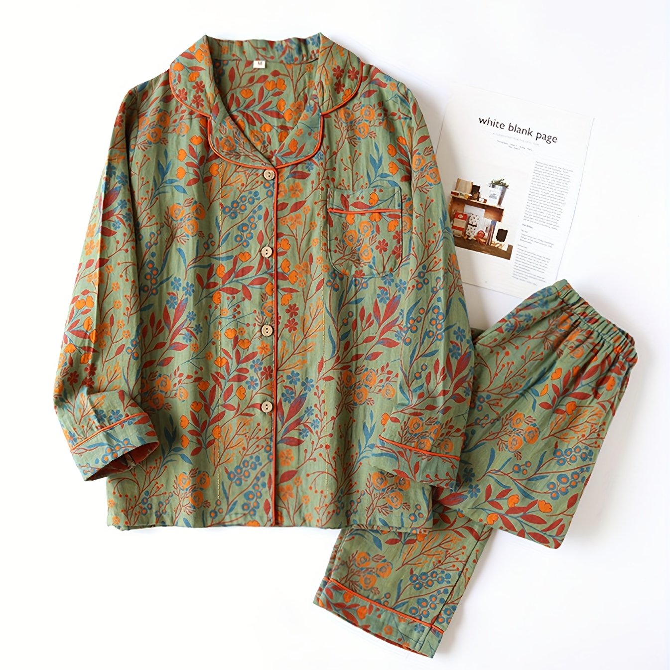 2pcs Women's New Jacquard Floral Revere Collar Cardigan Long Sleeve Vintage Festive Set
