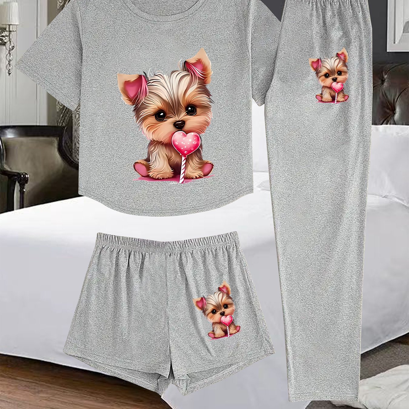 TEMU Ensemble de vêtements d'intérieur pour femmes pièces, avec un motif imprimé, vêtements de nuit confortables