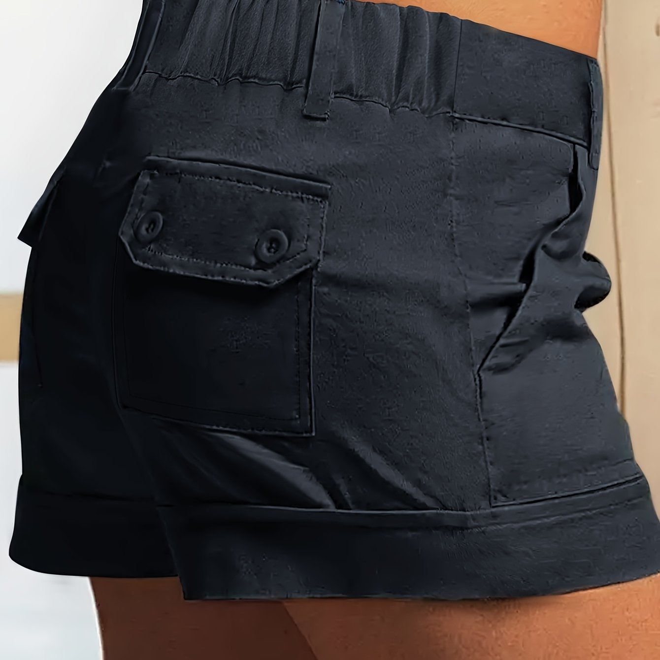 Niannian Fashion Solid Color Loose Fit Casual Pocket Slim Shorts