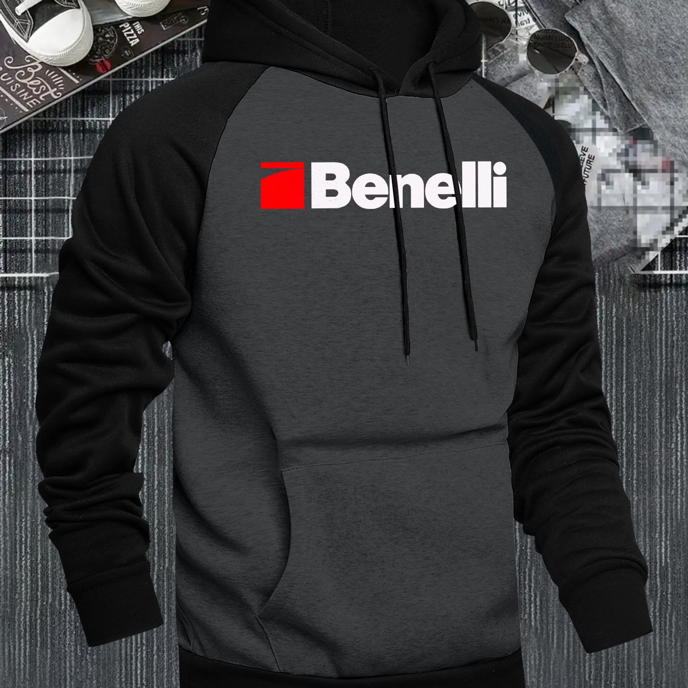 TEMU Sweat à capuche pour homme avec design color block, décontracté et polyvalent en couleurs, sweat à capuche élégant, hoodie à manches raglan