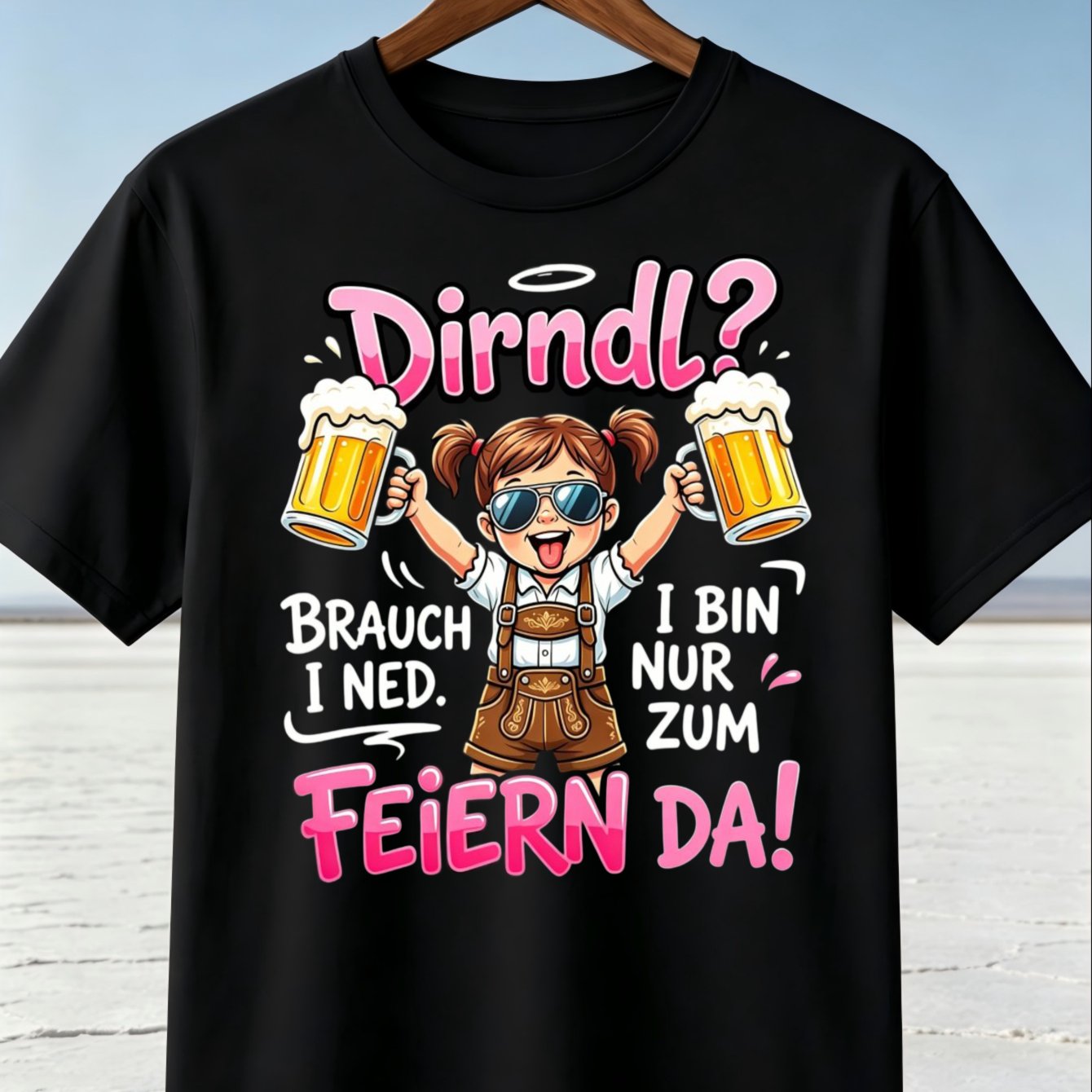 Image of German Graphic T-shirt Brauch I Ned Nur Zum Feiern Da Quote Beer Festival Humor Colorful Style Unisex All T-shirt