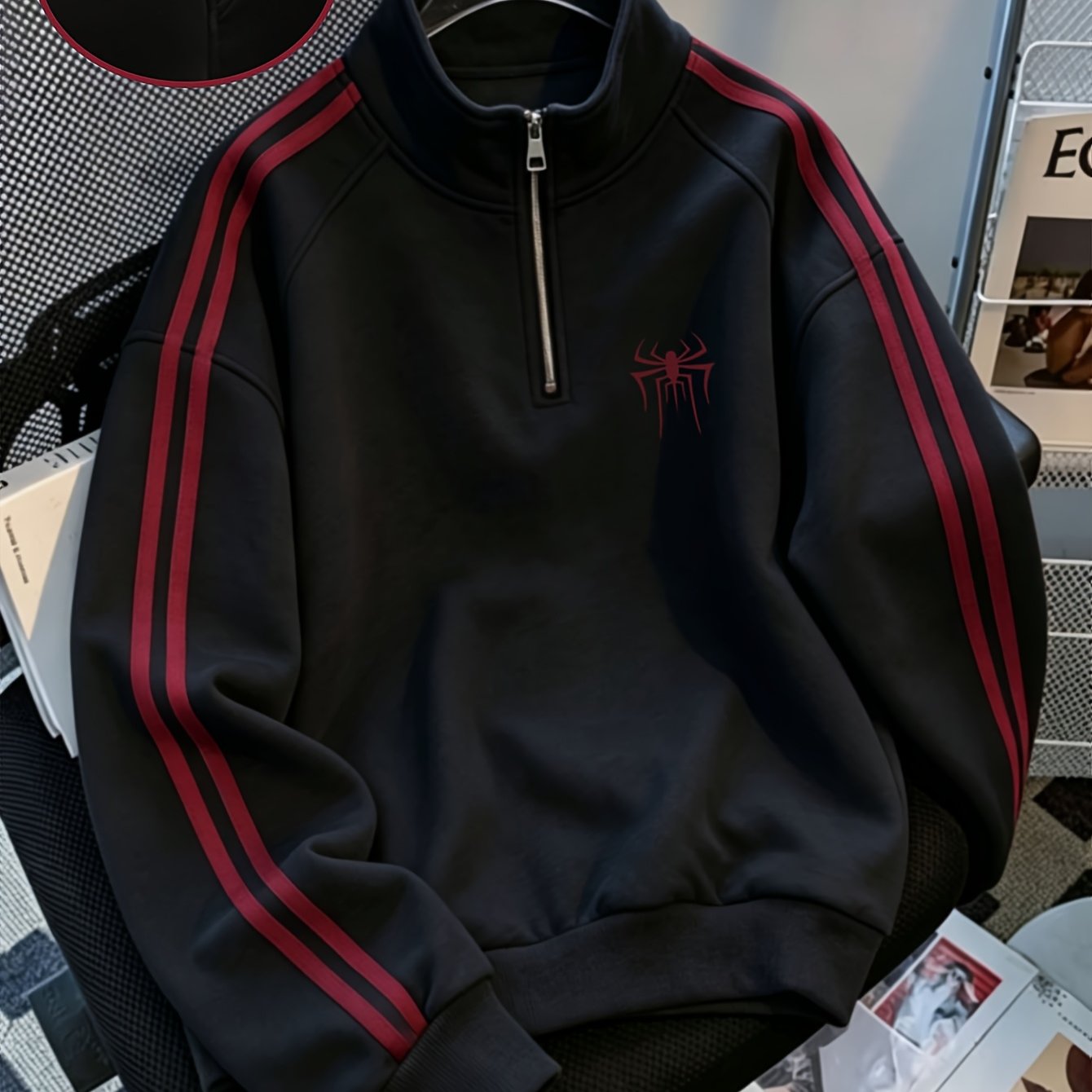 TEMU Sudadera para mujer de otoño/invierno, novedad, casual, divertida, simple, con estampado de de líneas de góticas, 1 pieza, tela recién mejorada