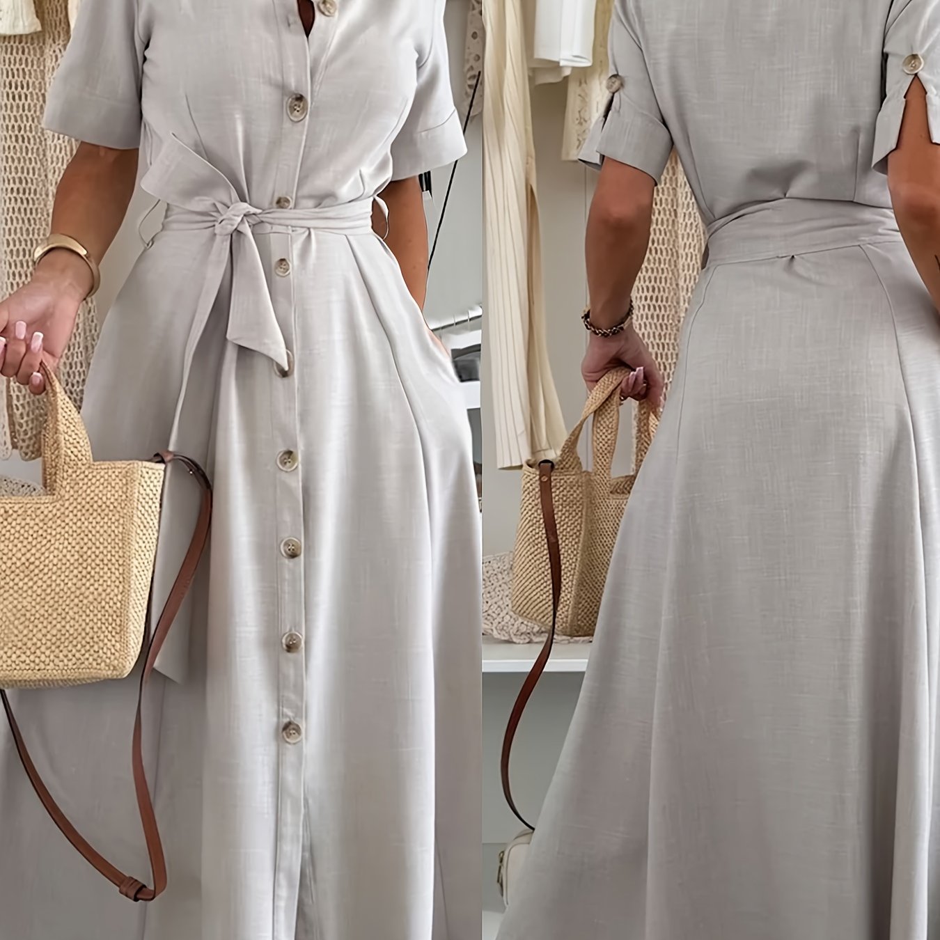 TEMU 25. Feiertags-Stil Neues Produkt, Damenmode Midi-Kleid