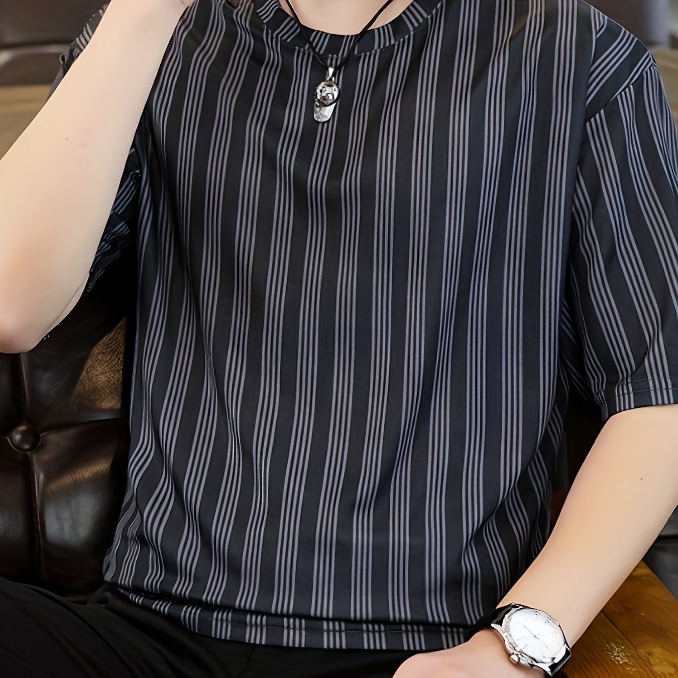 TEMU 남성용 반팔 티셔츠 - 캐주얼 & 오피스웨어 겸용, 통기성 라운드넥 여름 셔츠, 비침 방지 원단, 세탁기 사용 가능, 내구성 좋은 편안한 캐주얼 & 오피스웨어, 다용도 데일리 웨어 (티셔츠) - 아니오