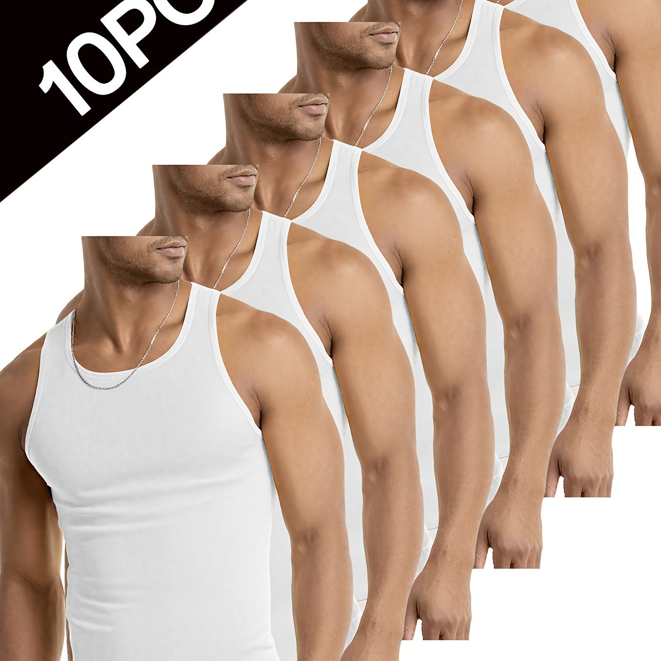 Image of 10pcs Mixed Pack Of Stylish Slim-fit Men's Tank Tops