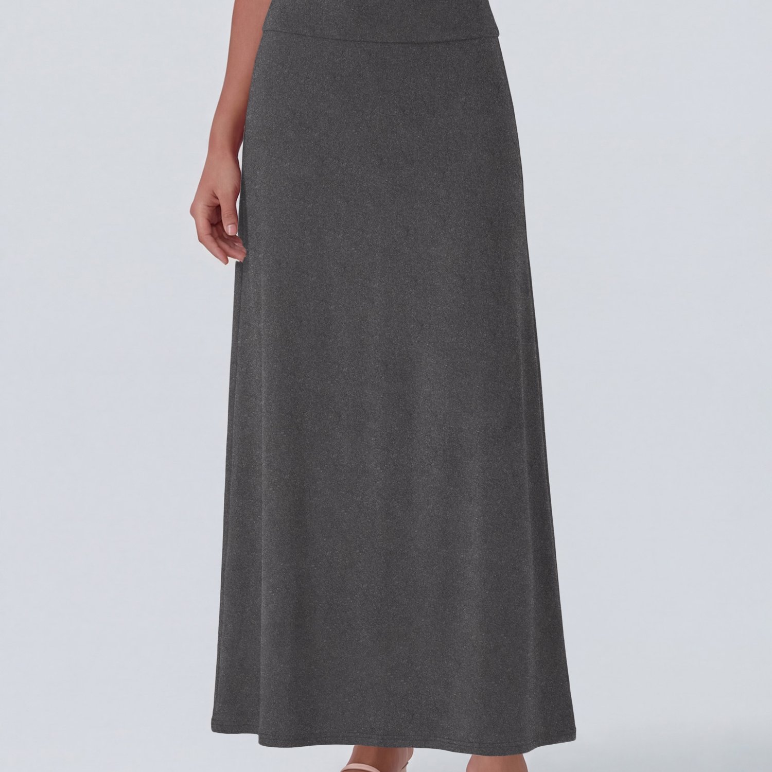 TEMU 2026 Temperament Flared A-line Midi Skirt, Elastic Loose Waist, Skin-friendly And Soft, And Hip-covering, Suitable For Commuting And