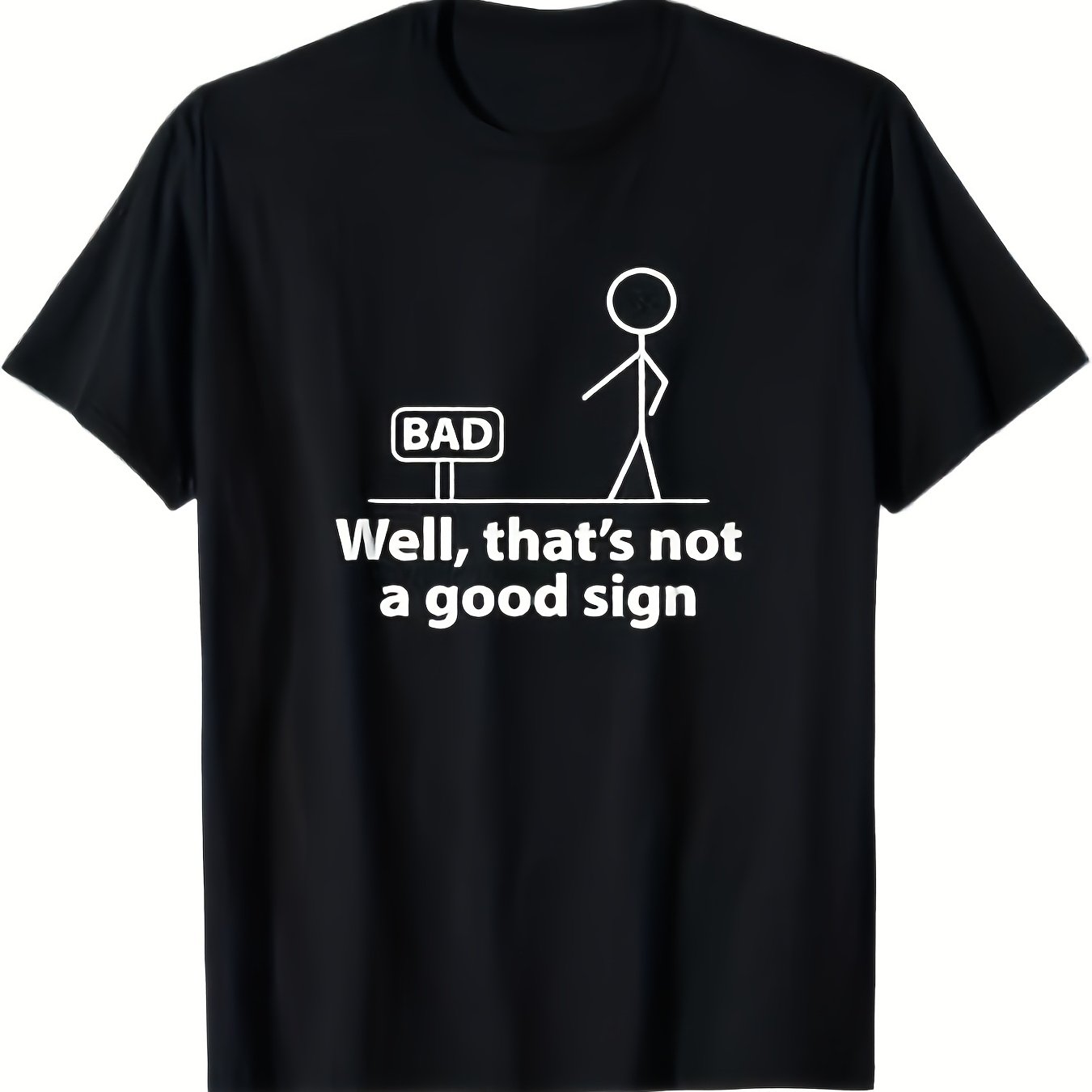 TEMU 1pc Mens Humorous Graphic - Well Thats Not A Design 100% 180gsm Regular Fit Casual For & Holiday Gifts( S-xxxl Blac-unisex Holiday Gift Casual
