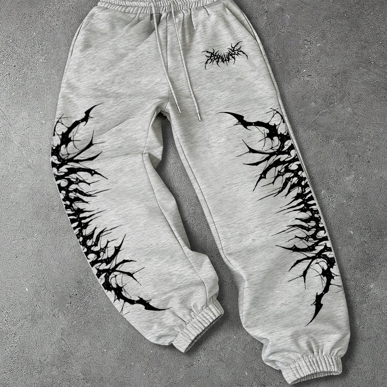 TEMU Dark Thorn Oversized Drawstring Sweatpants Y2k Street Style Casual Pants Gothic Punk Aesthetic Sweatpants