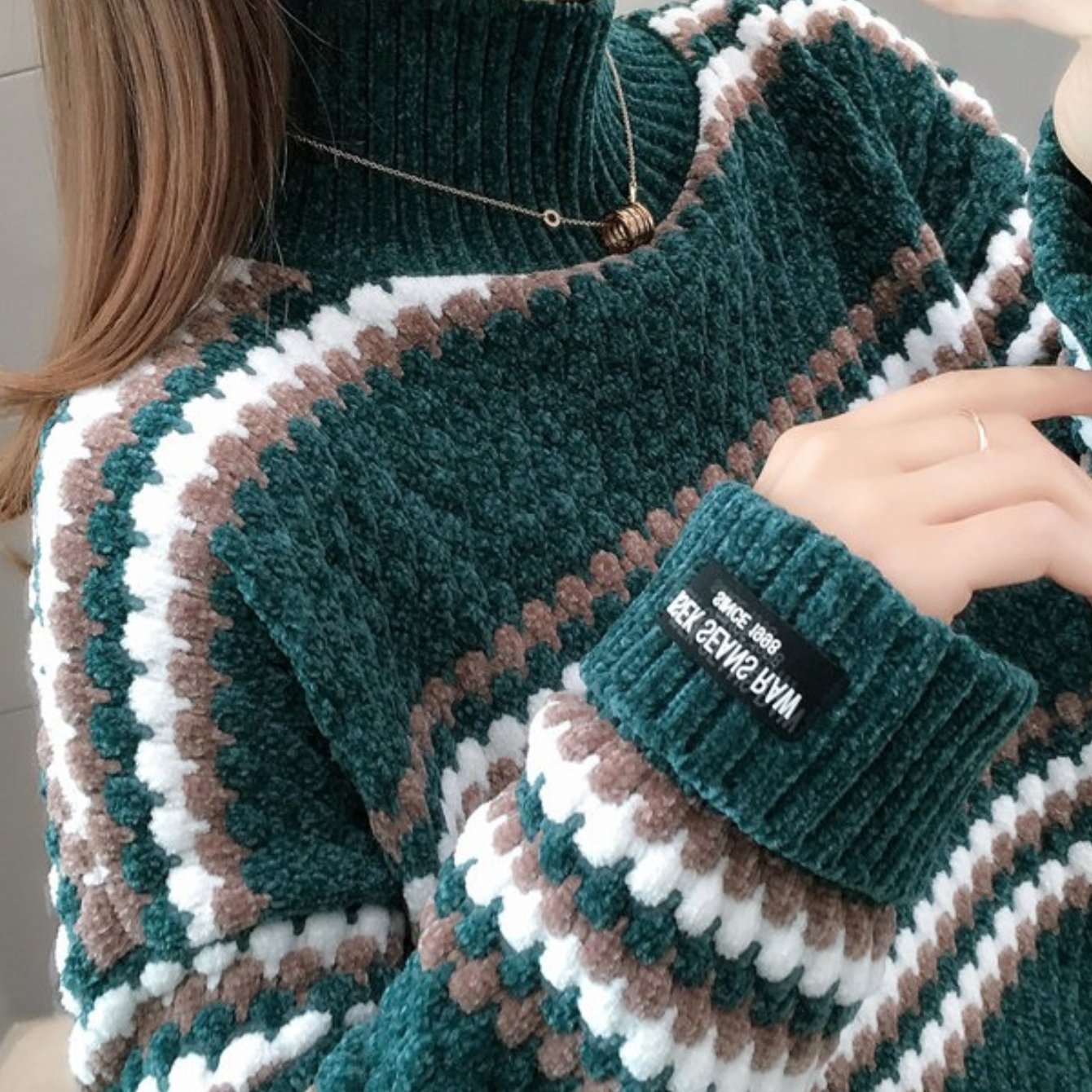 TEMU Ladies' Sweaters, Fashionable Sweaters, Color Block , Elegant, Comfortable, Loose, Autumn And Winter Sweaters