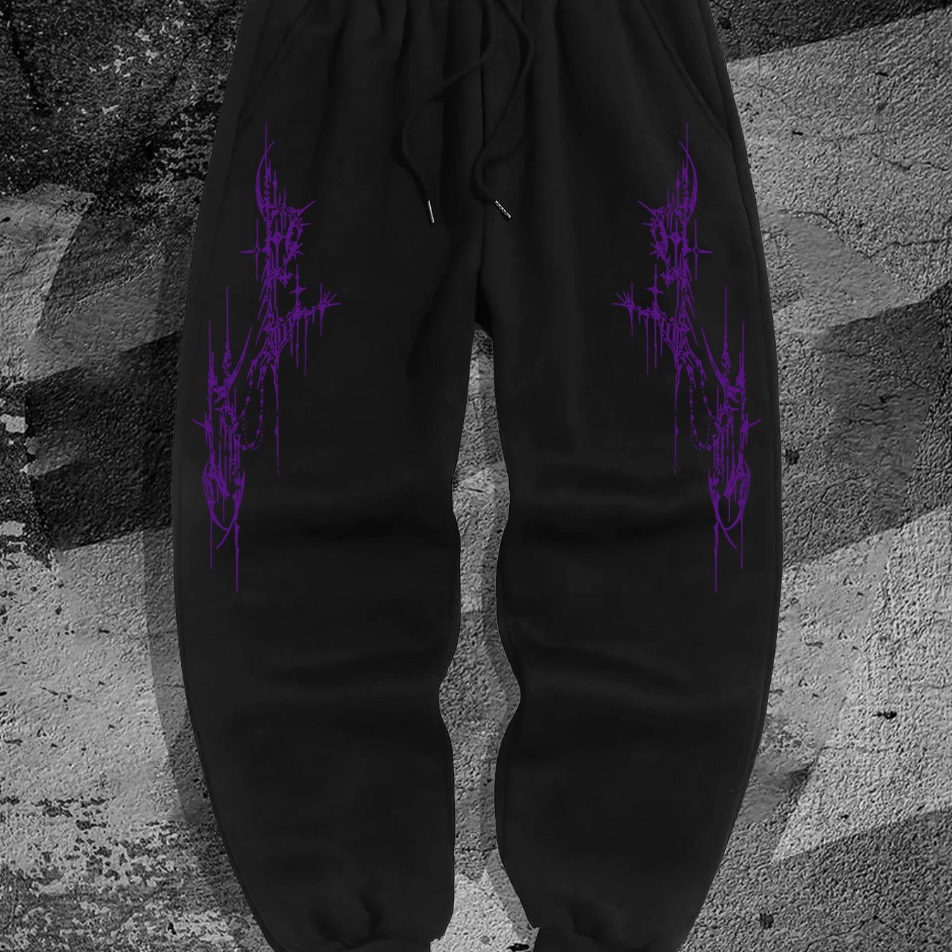 TEMU Men's Gothic Style Jogger Pants - Casual Athletic Track Pants With Elastic Waist & Hem, Geometric Gothic Patterns Suitable For Gym,, Casual
