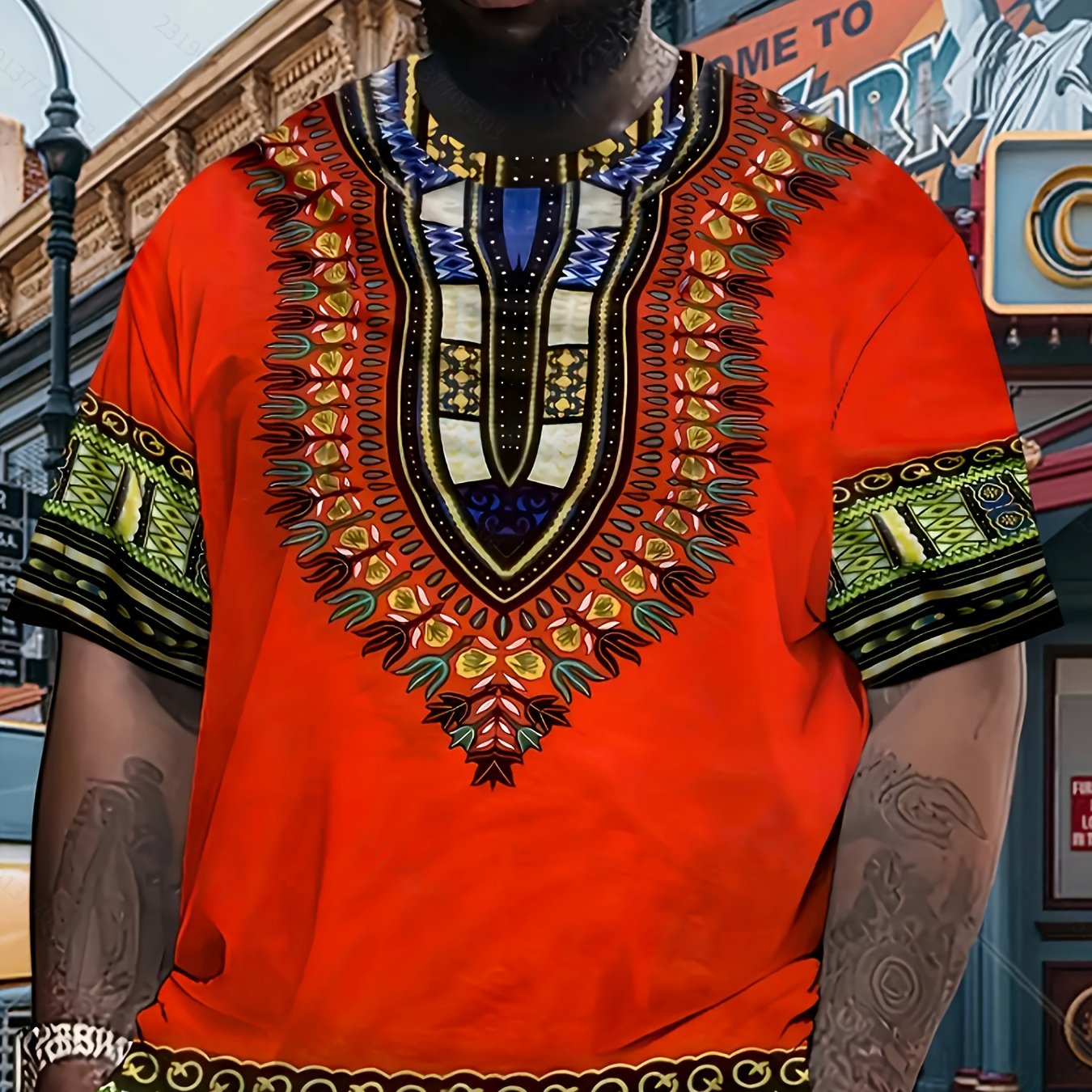 TEMU Traditional Men's Clothing Featuring Ethnic Style Patterns, Spring And Summer Tops, Men's Apparel