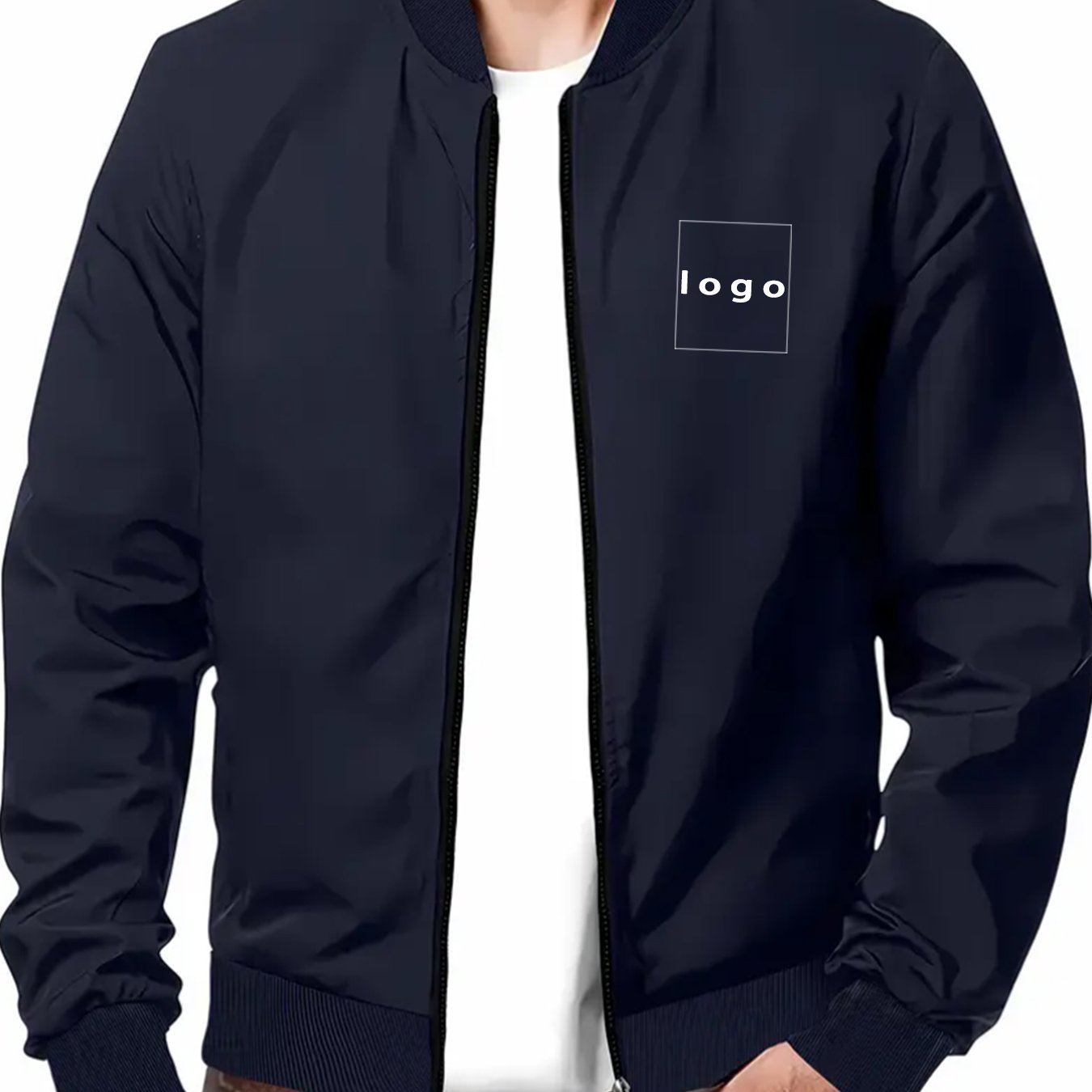 TEMU Custom Chest Print Zip Jacket - Sport Baseball Jacket, Lightweight Outerwear, Personalized With Custom Images, Team Customization, Suitable For