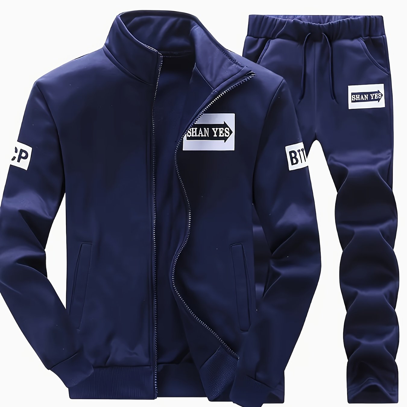 TEMU Spring Trend Men's Clothing, Outdoor Home, Windproof And Warm Suit, Men's Casual 2pcs Set