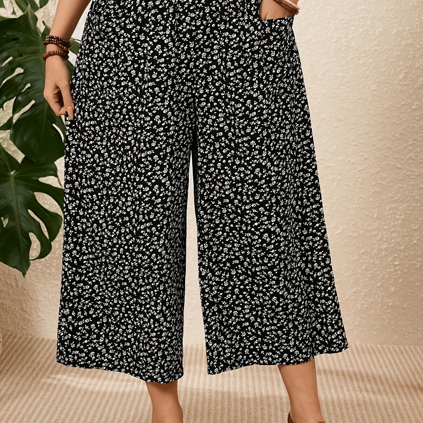 TEMU Plus Size, Women's High-waist Straight-leg Pants - Straight Leg Trousers With Non- Fabric, Machine Washable Suitable For Spring Summer Fall,