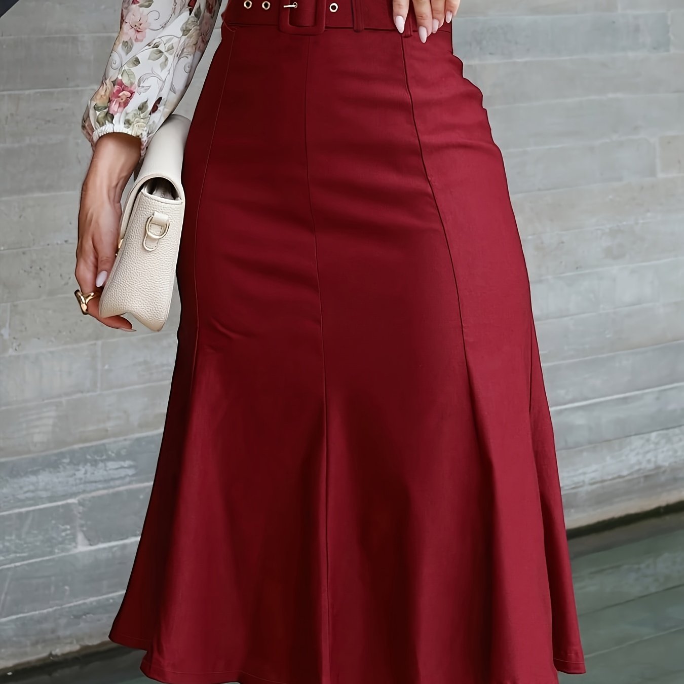 TEMU Falda de mujer de color sólido, versátil, casual, elegante y para de San Valentín