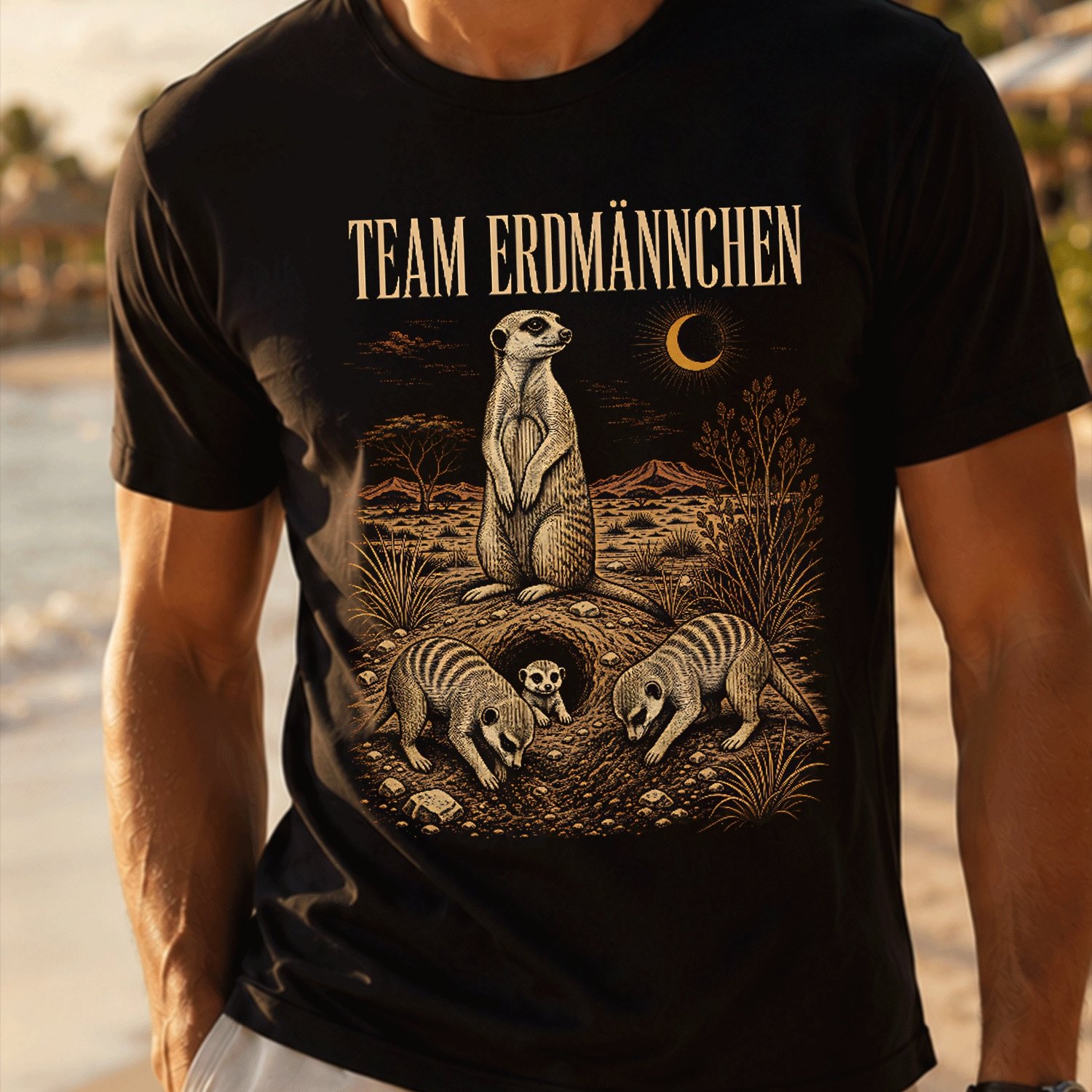 Image of Vintage Illustration German Gift For Men Summer Casual T-shirt- Lightweight Tee For Seaside Vacation, Beach Resort