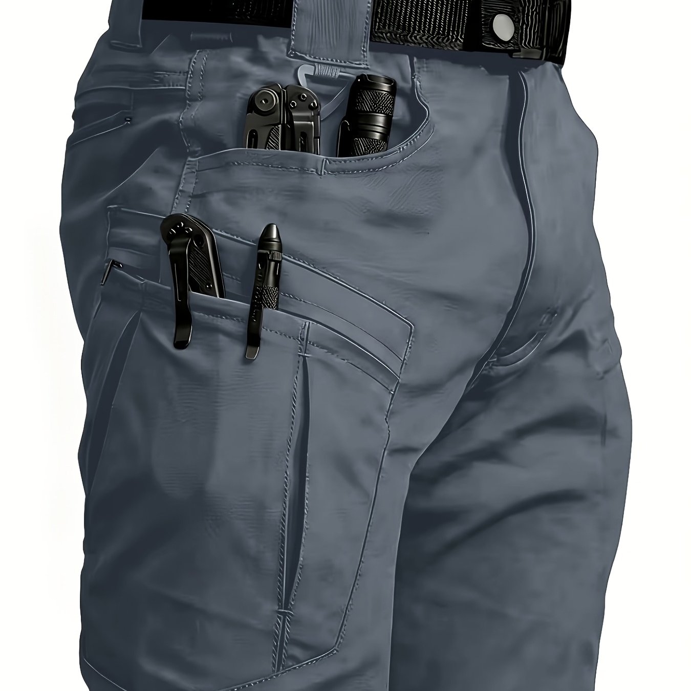 TEMU Pantalon Cargo Extensible Multi-Poches pour Homme, Pantalon de Randonnée Durable pour l'Extérieur, Taille Élastique, Tactique, Pantalon de