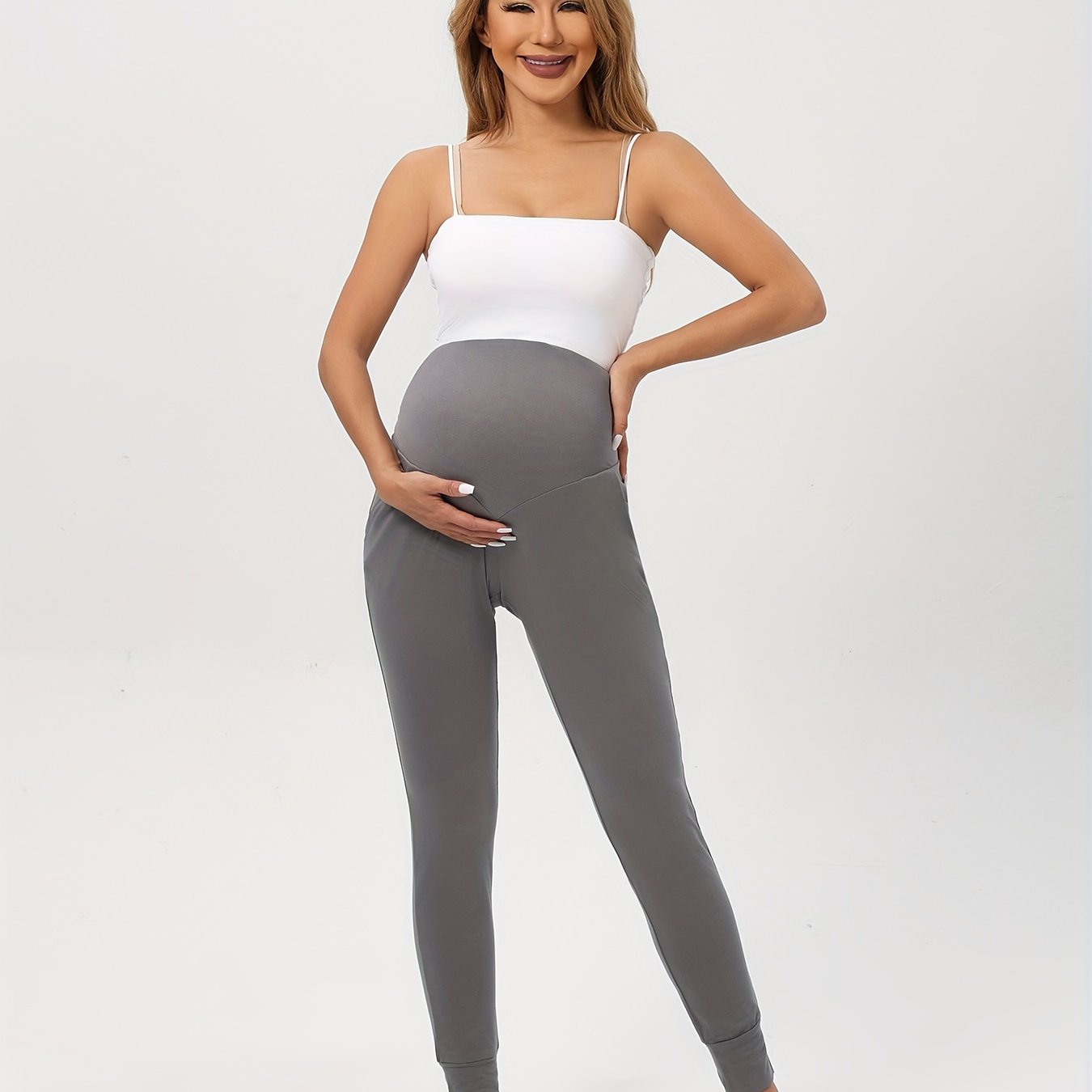 Women's Maternity Solid Leggings Medium Stretchy Yoga Sports