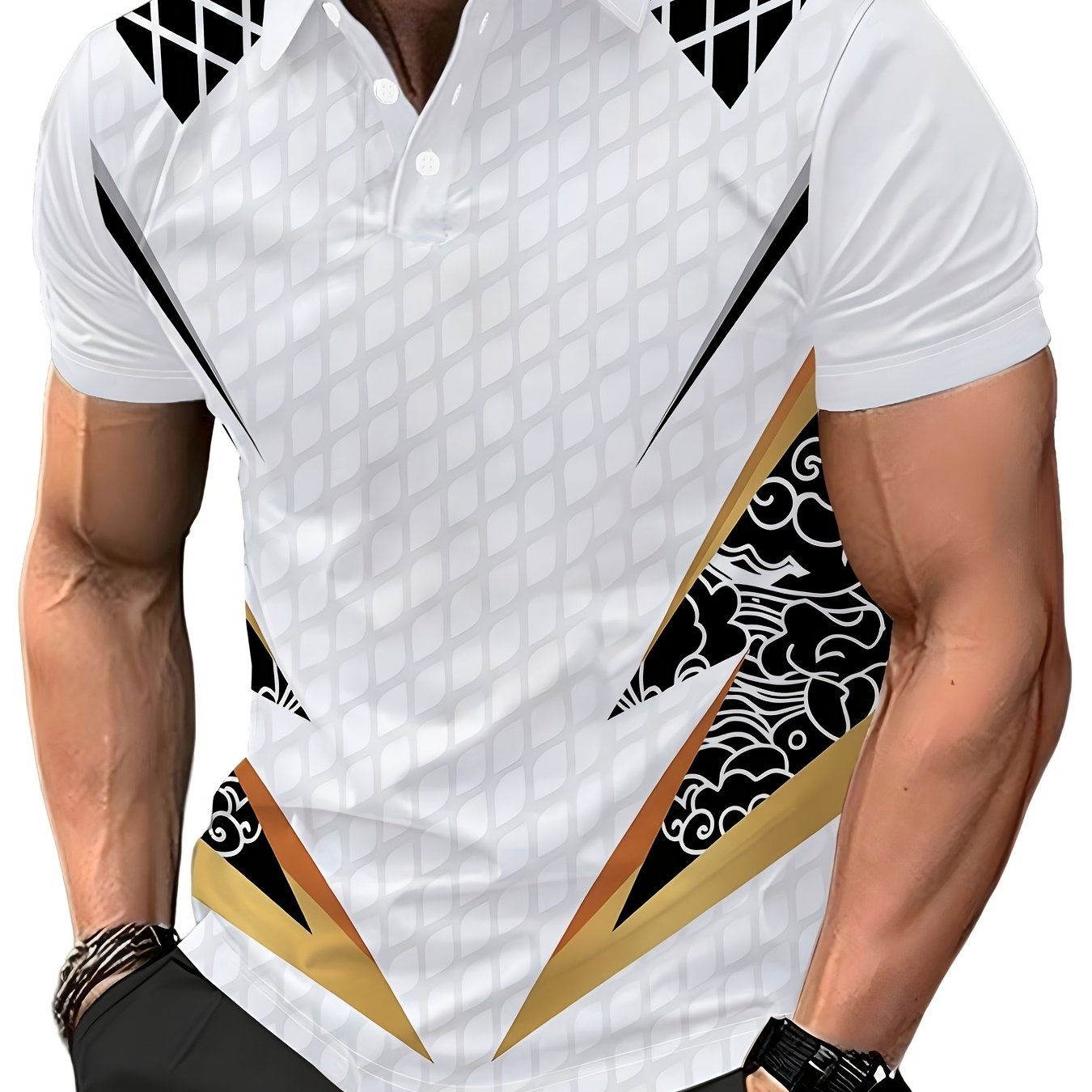 TEMU [print Design - Not Textured] -- Men's Fashion Easy Shirt, Button-up, Collar Top, Top, And Versatile, Comfortable Fabric, Machine Washable,