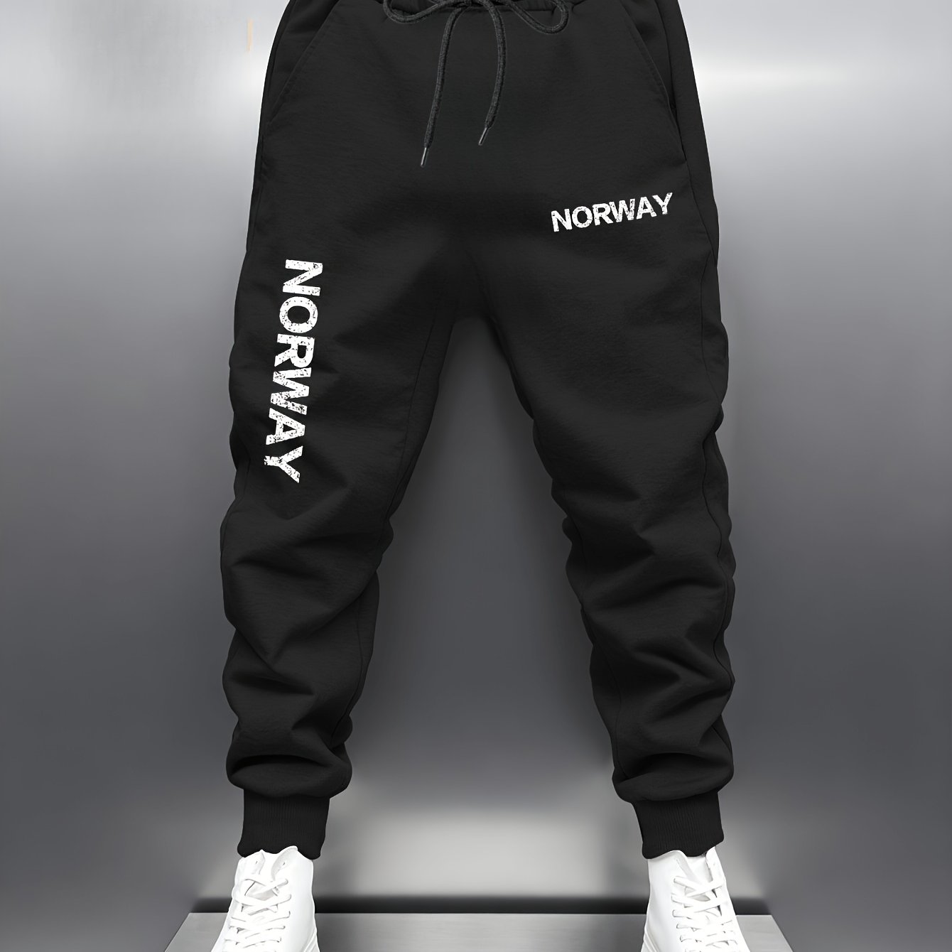 TEMU Pantaloni jogger da foderati a tema - Pantaloni invernali nordici a vestibilit� con stampa scritta "Norway", lavabili in lavatrice, adatti per
