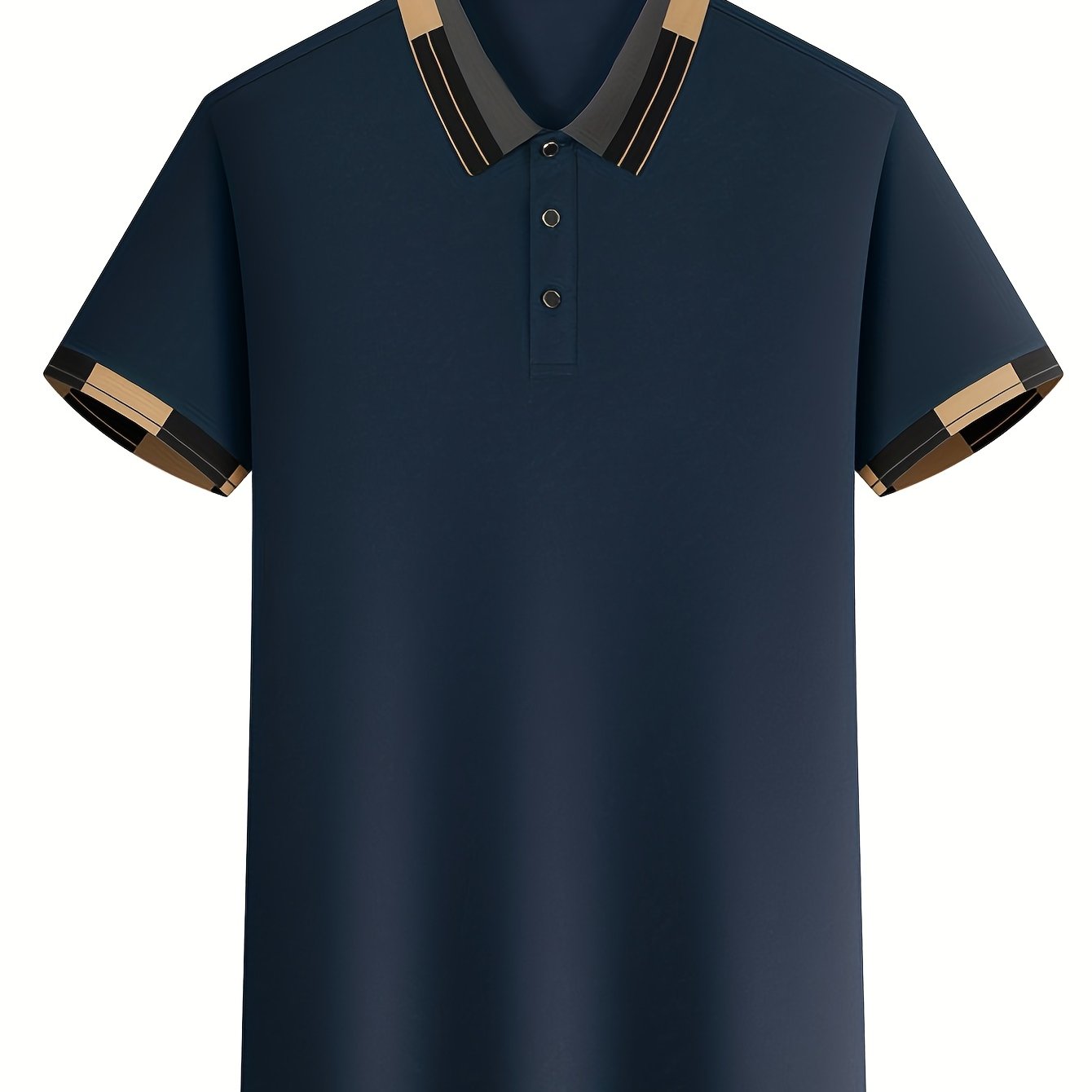 E-shop Neues einfarbiges Herrenhemd, Farbblock-Kragen-Design, weicher Stoff, atmungsaktives Golfshirt für Outdoor, Freizeit, Business, geeignet für